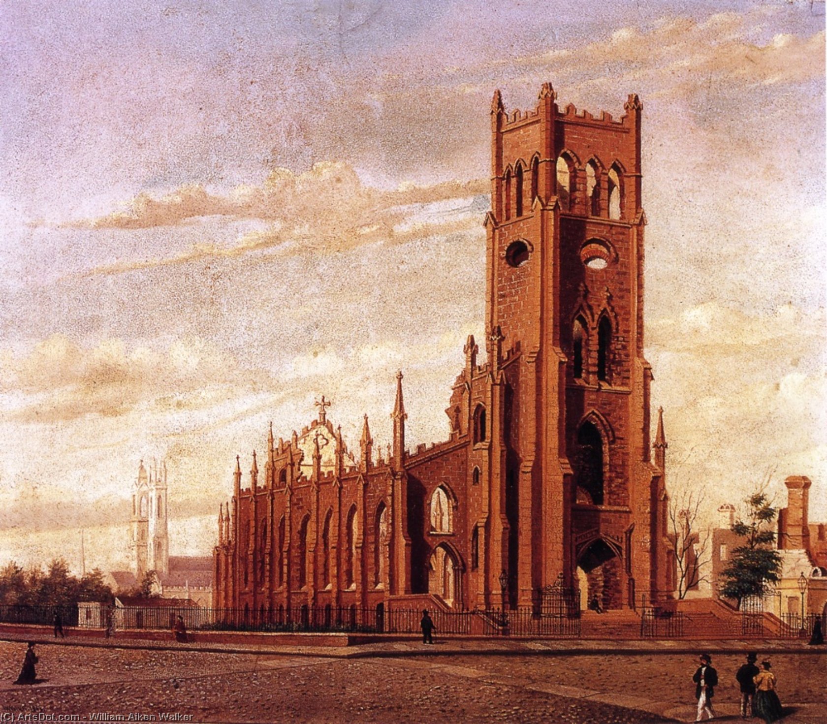 Order Oil Painting Replica St. Finebar`s Church, Broad Street, Charleston, 1868 by William Aiken Walker (1839-1921, United States) | ArtsDot.com