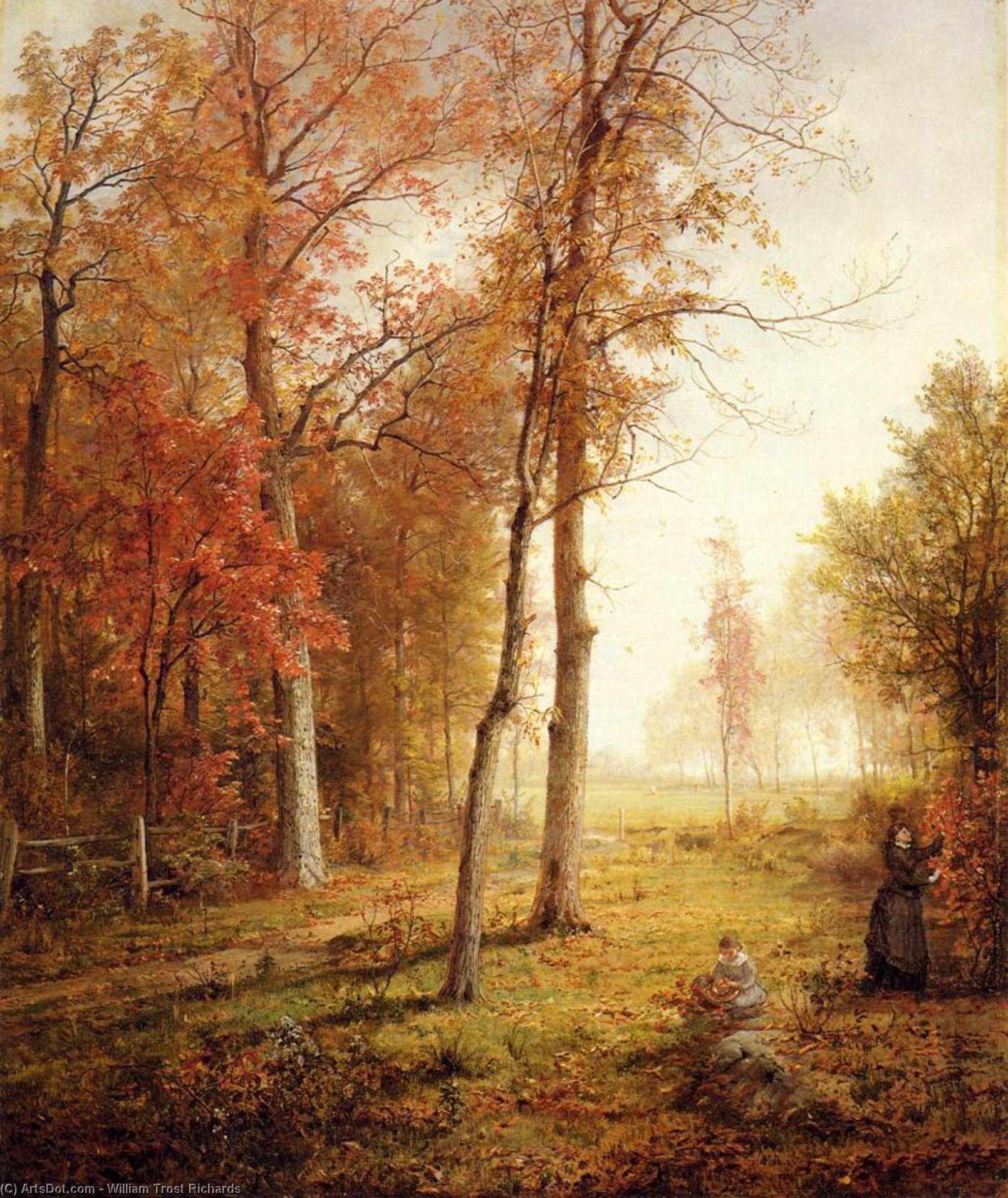 Buy Museum Art Reproductions Gathering Leaves, 1876 by William Trost Richards (1833-1905, United States) | ArtsDot.com