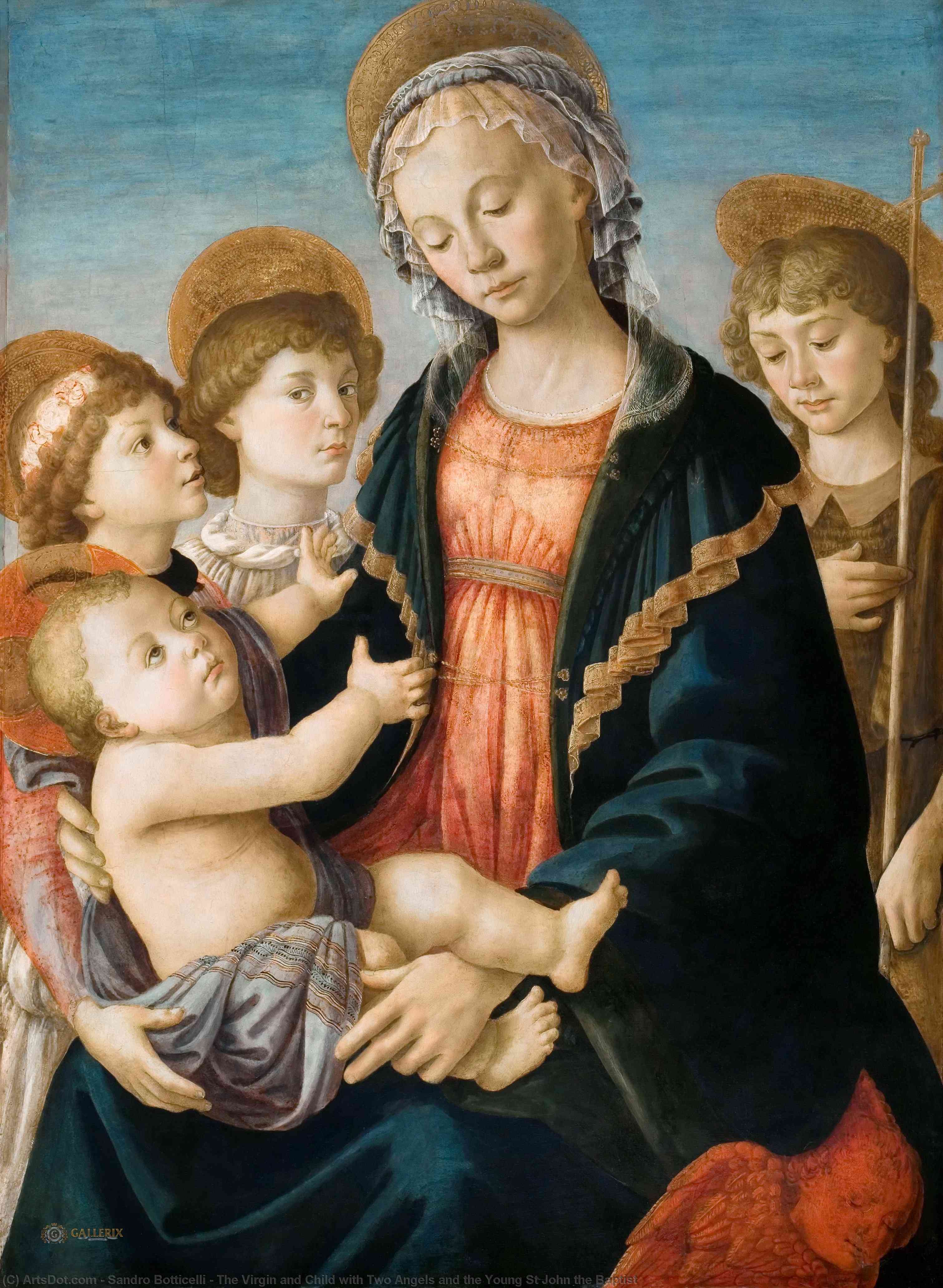 Order Paintings Reproductions The Virgin and Child with Two Angels and the Young St John the Baptist by Sandro Botticelli (1445-1510, Italy) | ArtsDot.com