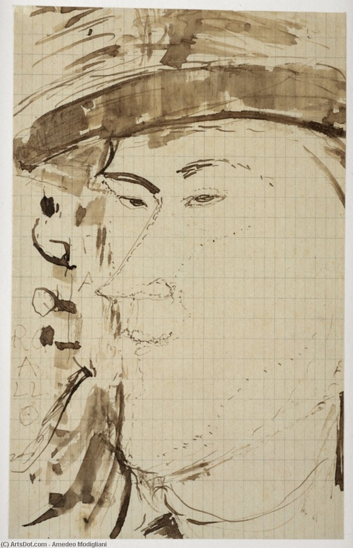Buy Museum Art Reproductions Portrait of the Sculptor Pablo Gargallo by Amedeo Modigliani | ArtsDot.com