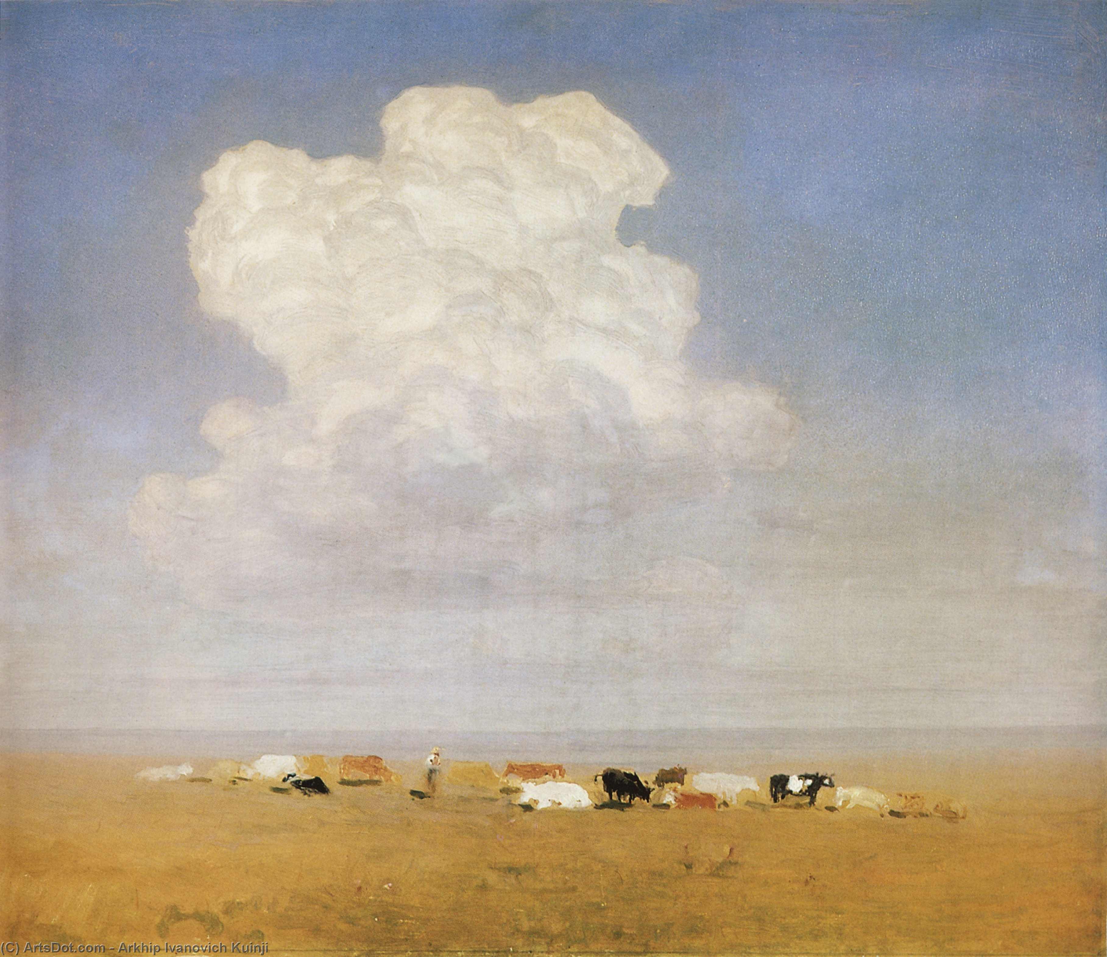 Order Oil Painting Replica Noon. Herd in the desert by Arkhip Ivanovich Kuinji | ArtsDot.com
