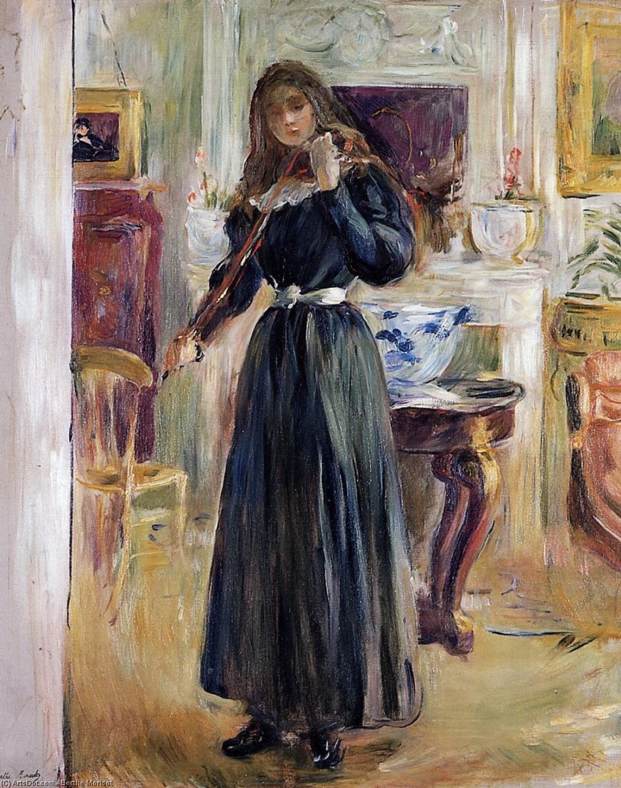 Order Paintings Reproductions Julie Playing a Violin, 1893 by Berthe Morisot (1841-1895, France) | ArtsDot.com