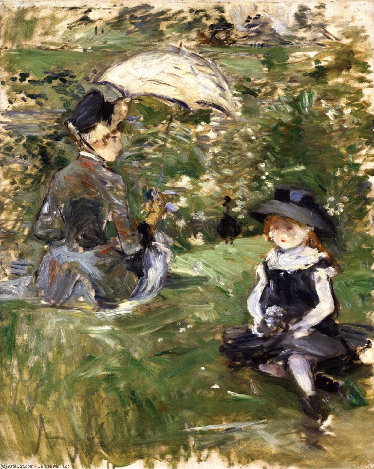 Order Paintings Reproductions Young Woman and Child on an Isle, 1883 by Berthe Morisot (1841-1895, France) | ArtsDot.com
