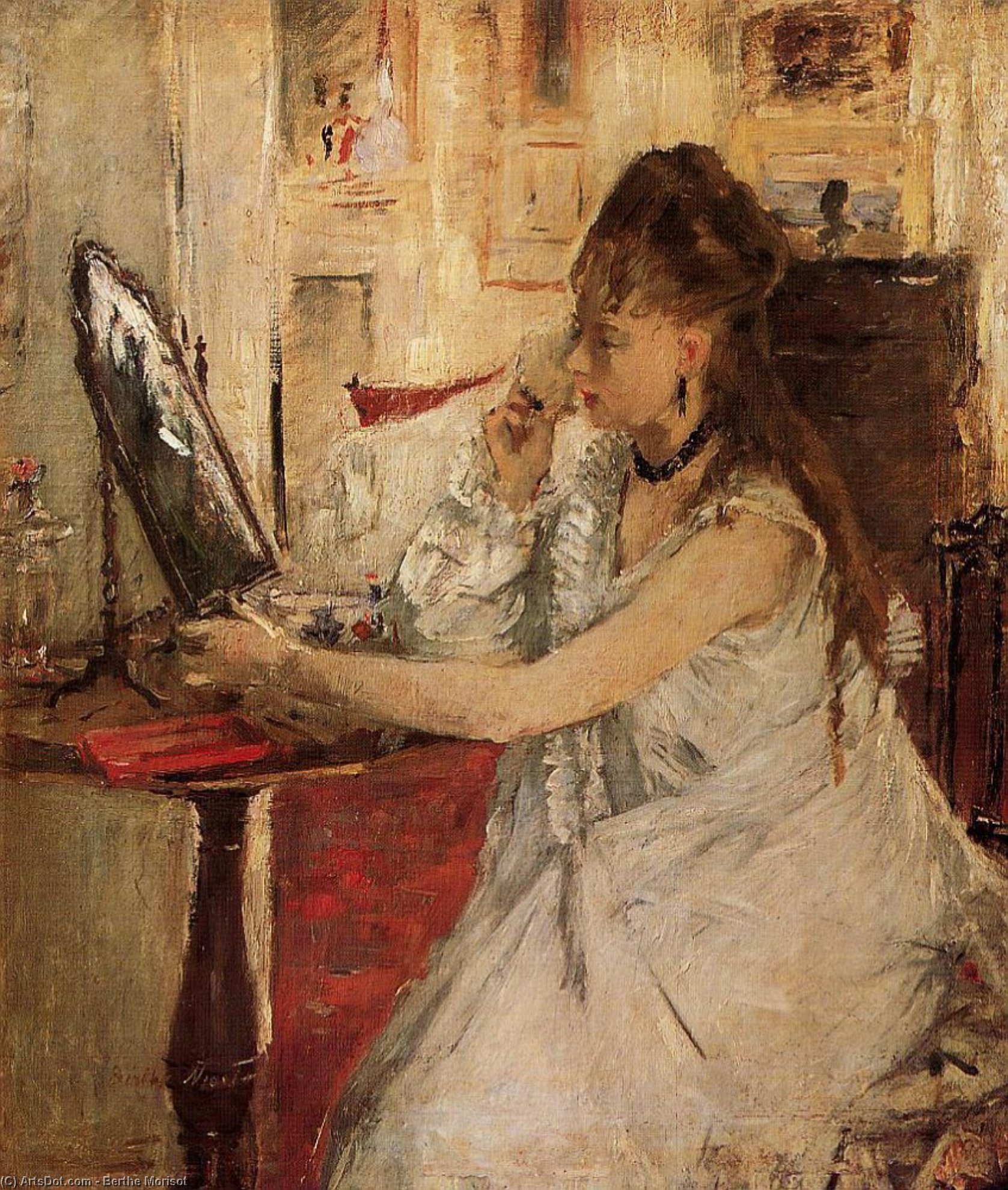 Order Oil Painting Replica Young Woman Powdering Her Face, 1877 by Berthe Morisot (1841-1895, France) | ArtsDot.com