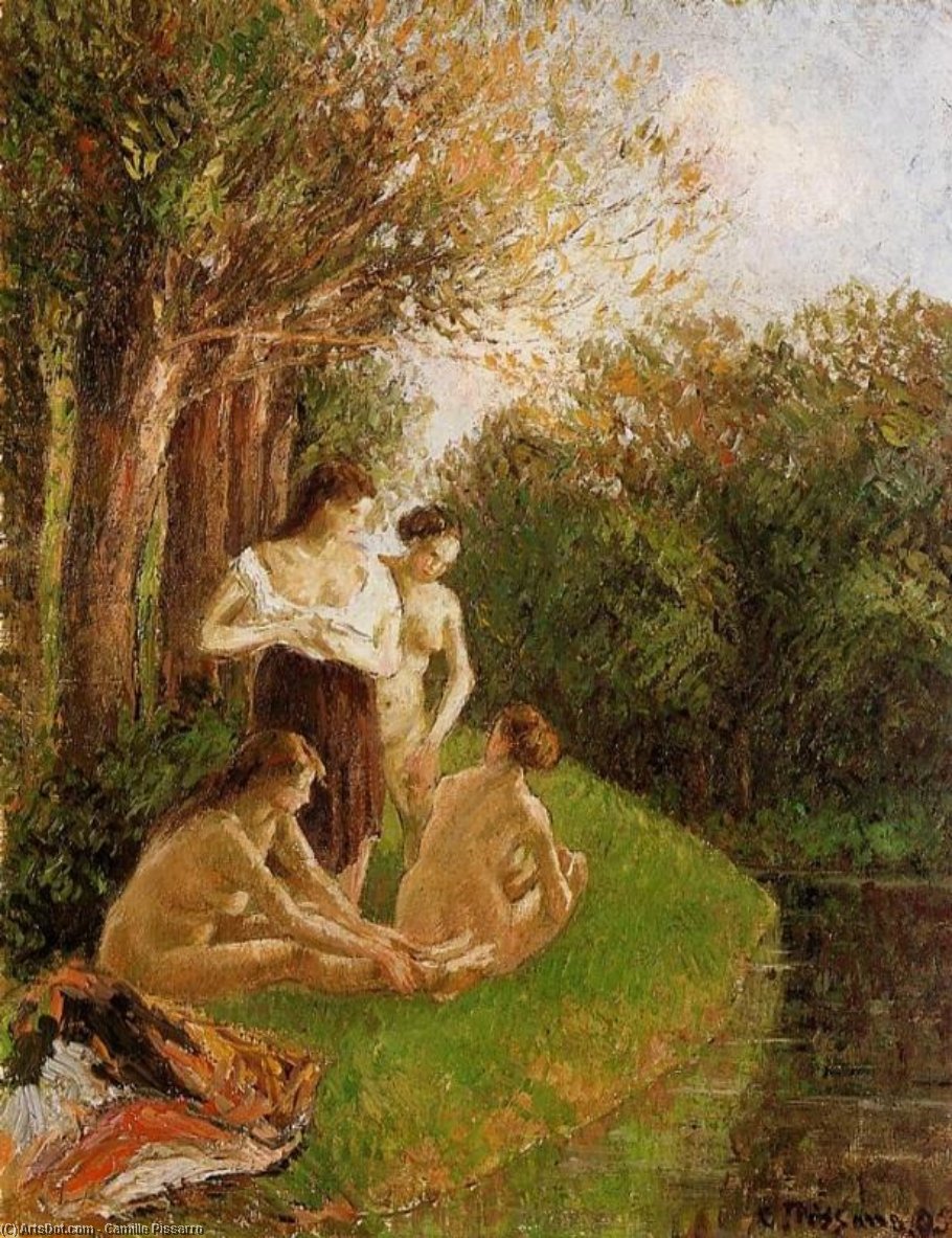 Order Oil Painting Replica Bathers 1 by Camille Pissarro (1830-1903, United States) | ArtsDot.com