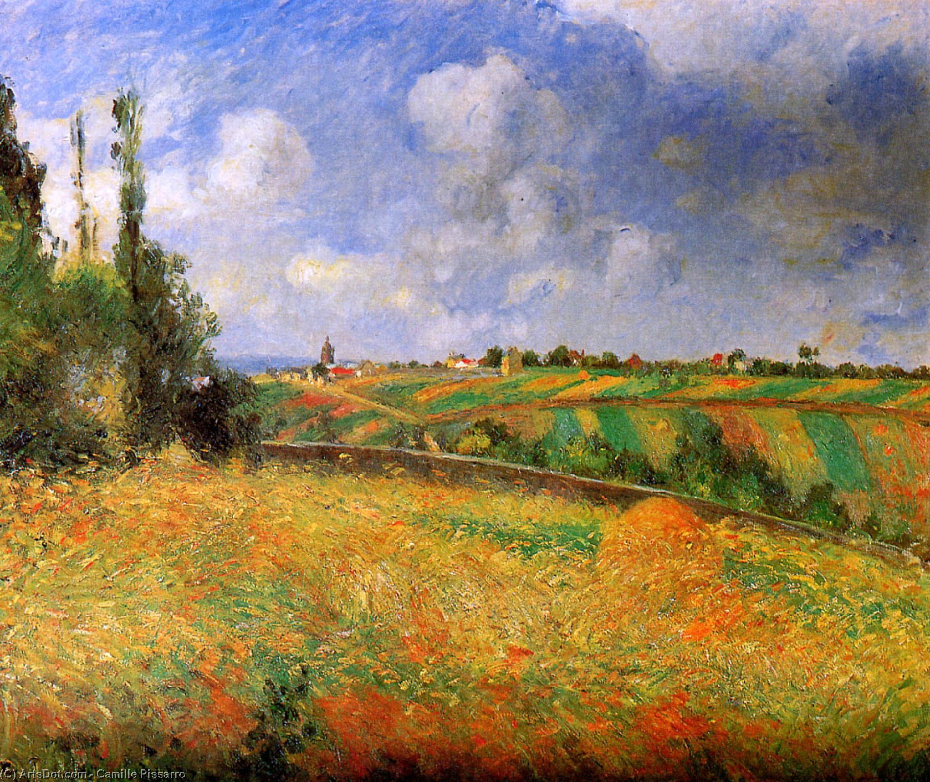 Order Oil Painting Replica Fields, 1877 by Camille Pissarro (1830-1903, United States) | ArtsDot.com