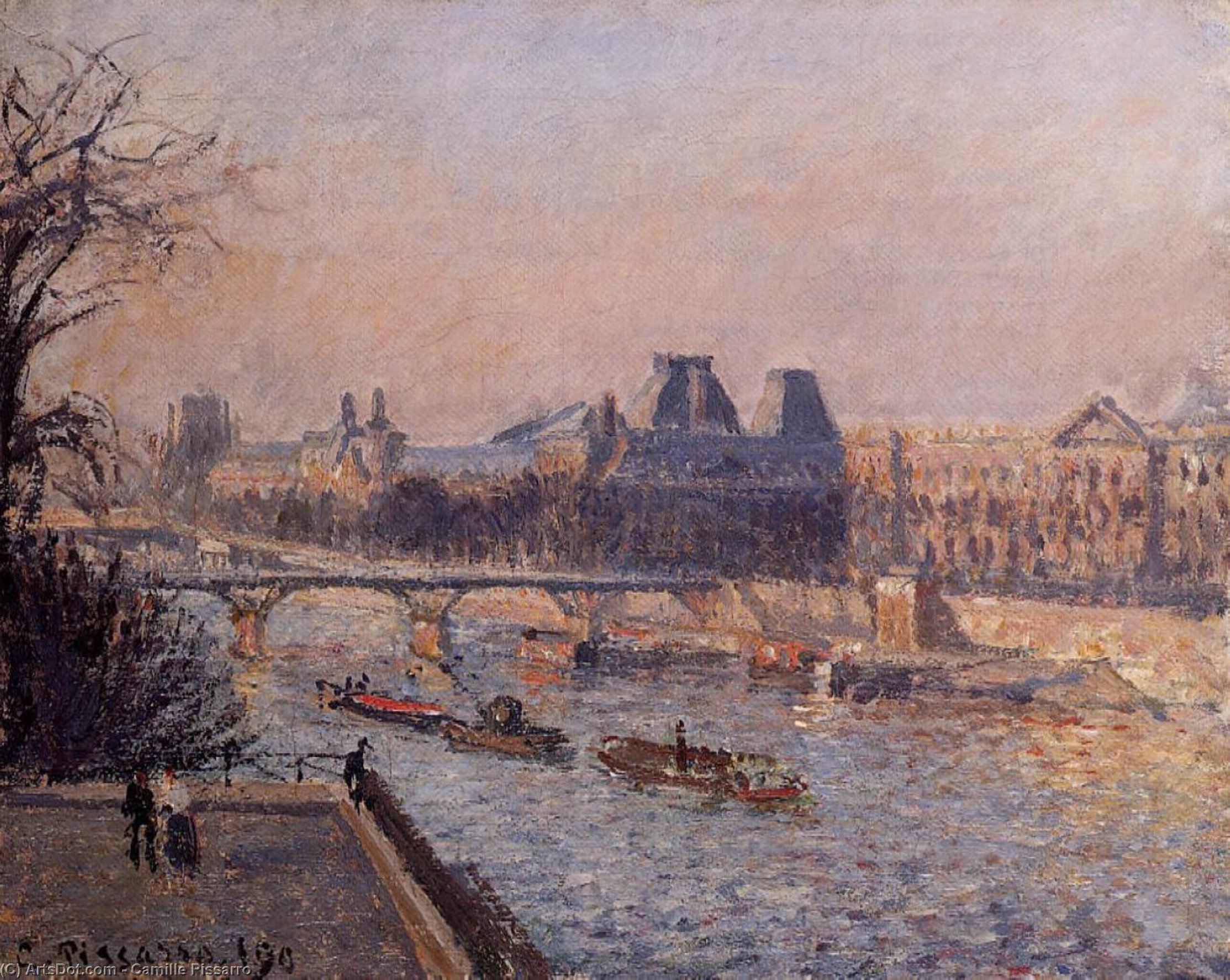 Buy Museum Art Reproductions The Louvre, Afternoon, 1902 by Camille Pissarro (1830-1903, United States) | ArtsDot.com