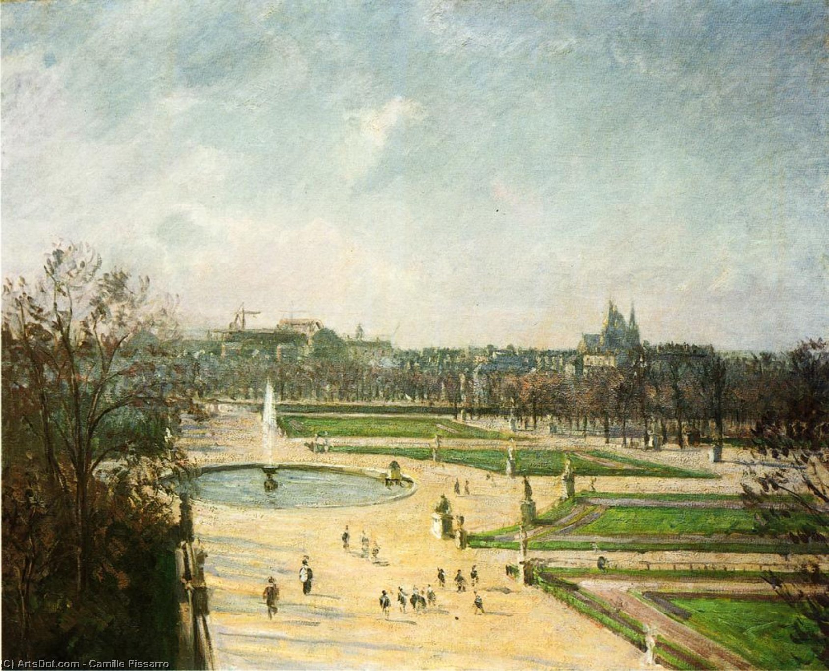Buy Museum Art Reproductions The Tuileries Gardens, Afternoon, Sun, 1900 by Camille Pissarro (1830-1903, United States) | ArtsDot.com