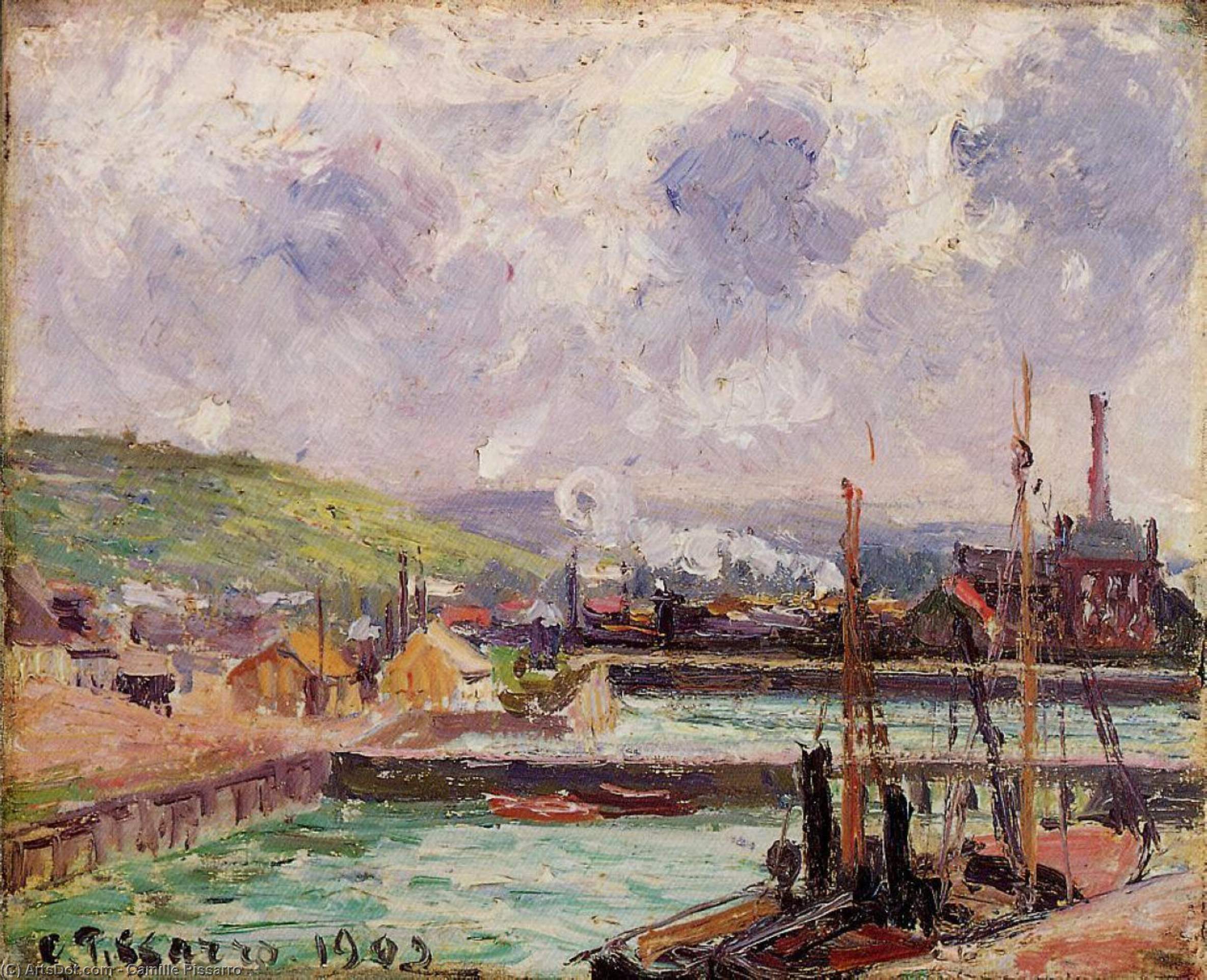Order Oil Painting Replica View of Duquesne and Berrigny Basins in Dieppe, 1902 by Camille Pissarro (1830-1903, United States) | ArtsDot.com