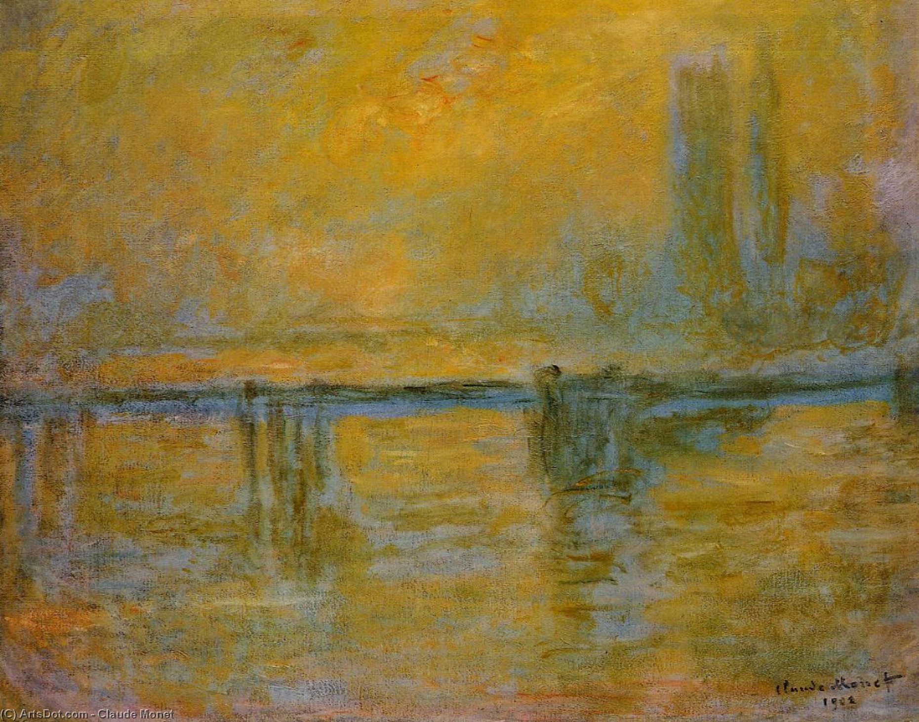 Order Oil Painting Replica Charing Cross Bridge, Fog by Claude Monet (1840-1926, France) | ArtsDot.com
