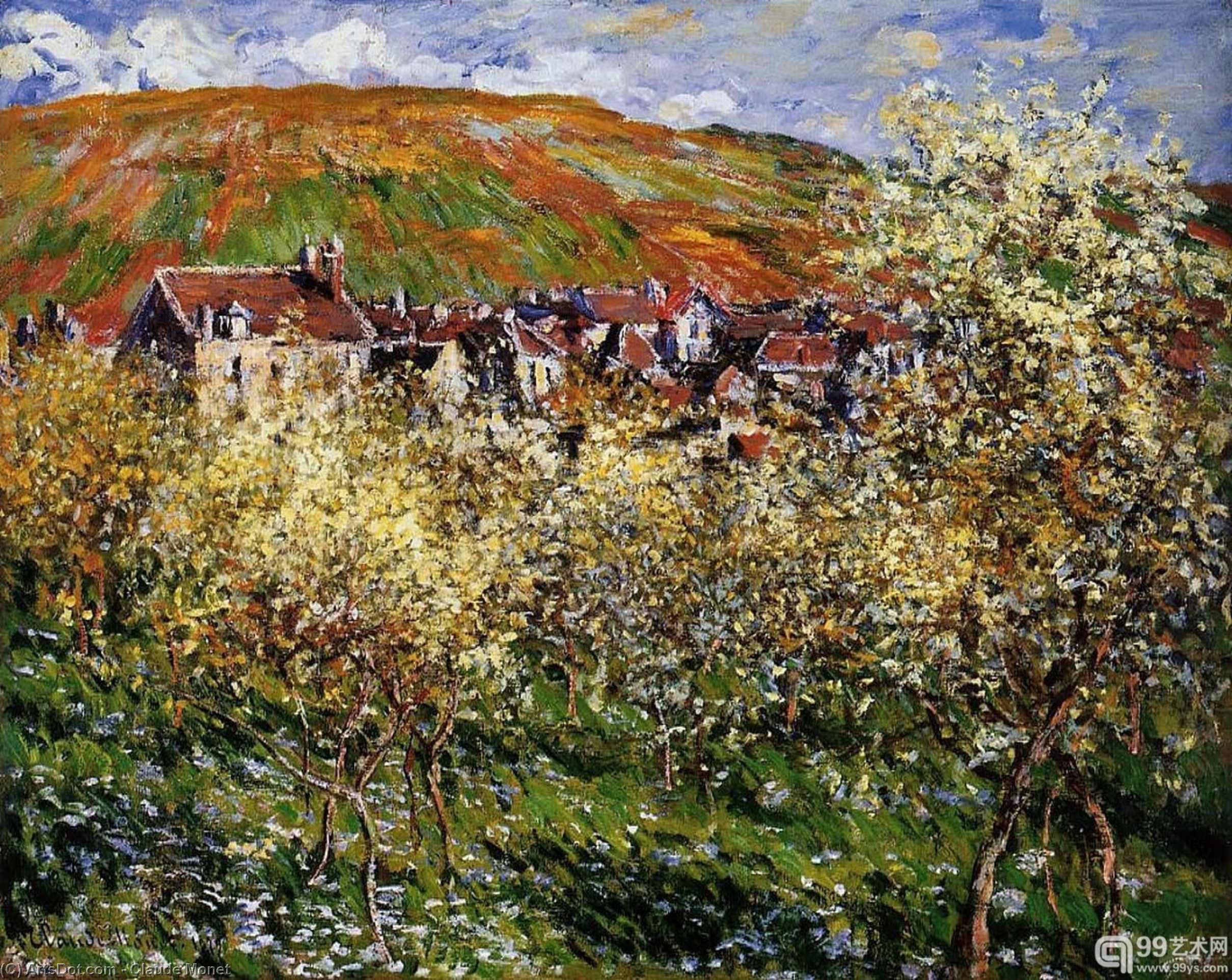Buy Museum Art Reproductions Plum Trees in Blossom at Vetheuil, 1879 by Claude Monet (1840-1926, France) | ArtsDot.com