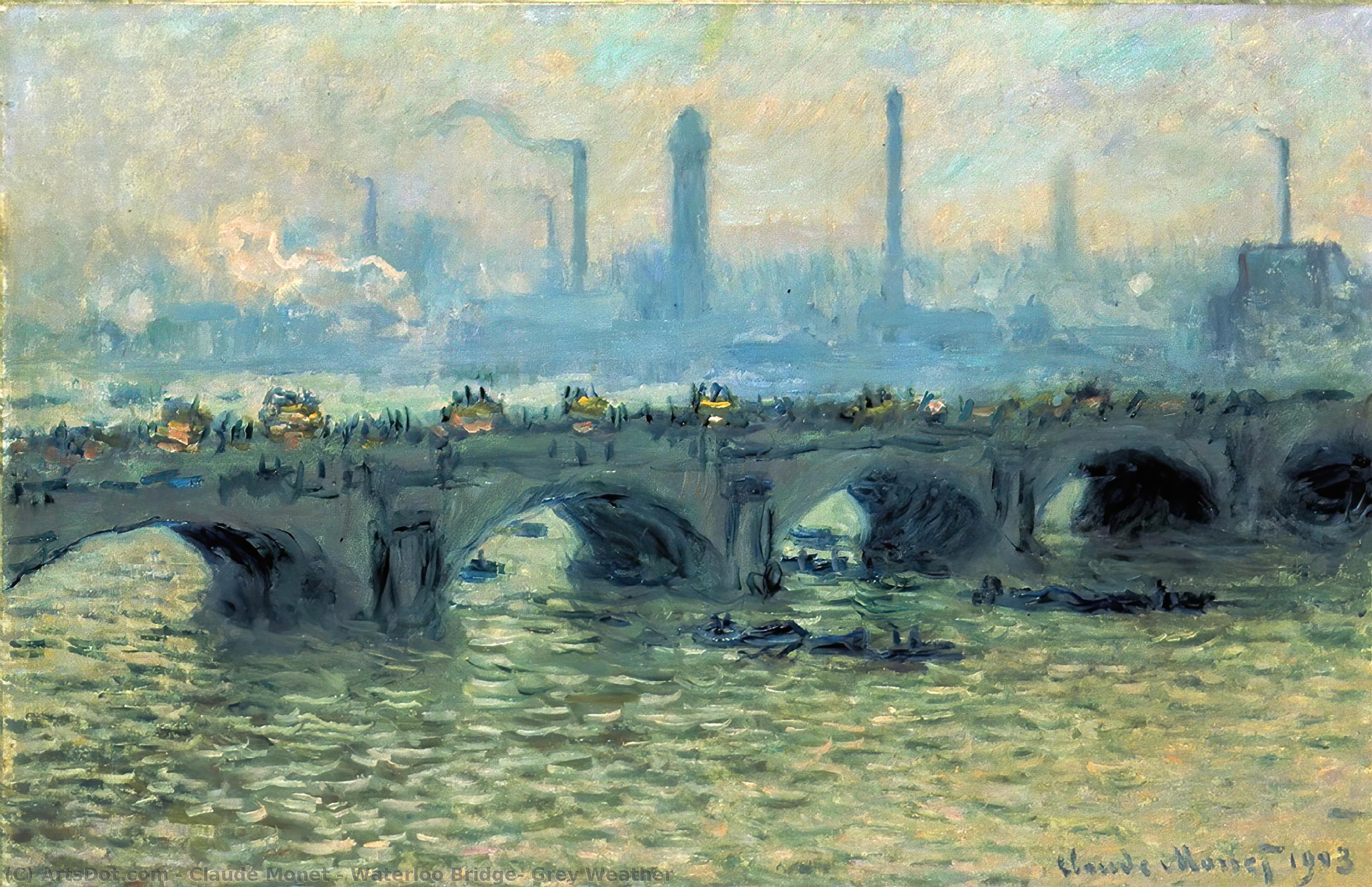 Buy Museum Art Reproductions Waterloo Bridge, Grey Weather, 1903 by Claude Monet (1840-1926, France) | ArtsDot.com