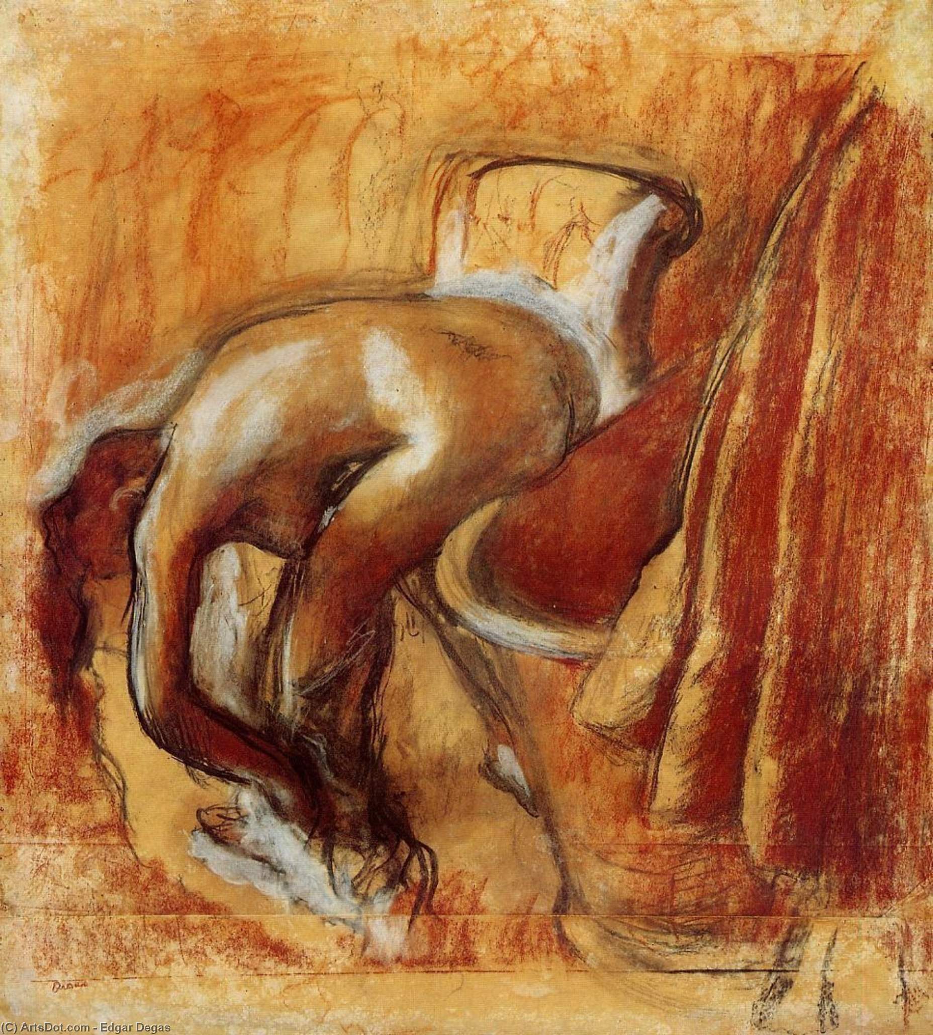 Order Oil Painting Replica After the Bath, Woman Drying Herself 2 by Edgar Degas (1834-1917, France) | ArtsDot.com