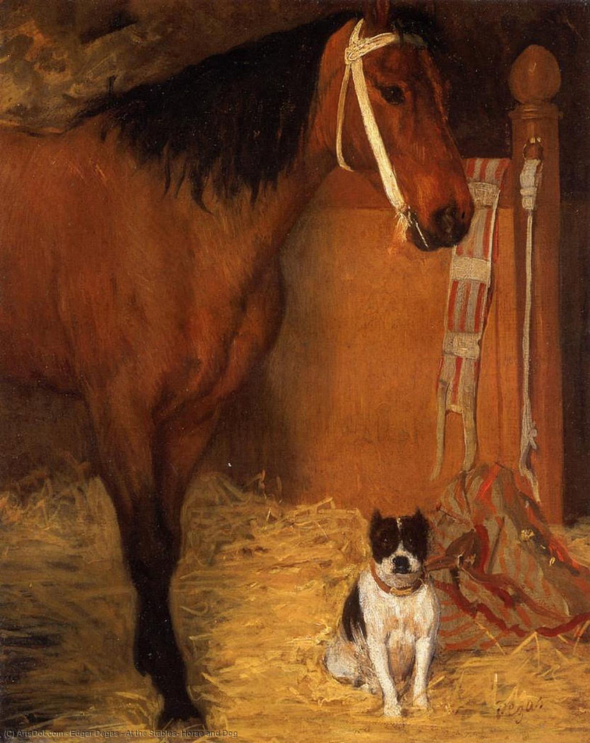 Order Artwork Replica At the Stables, Horse and Dog, 1861 by Edgar Degas (1834-1917, France) | ArtsDot.com
