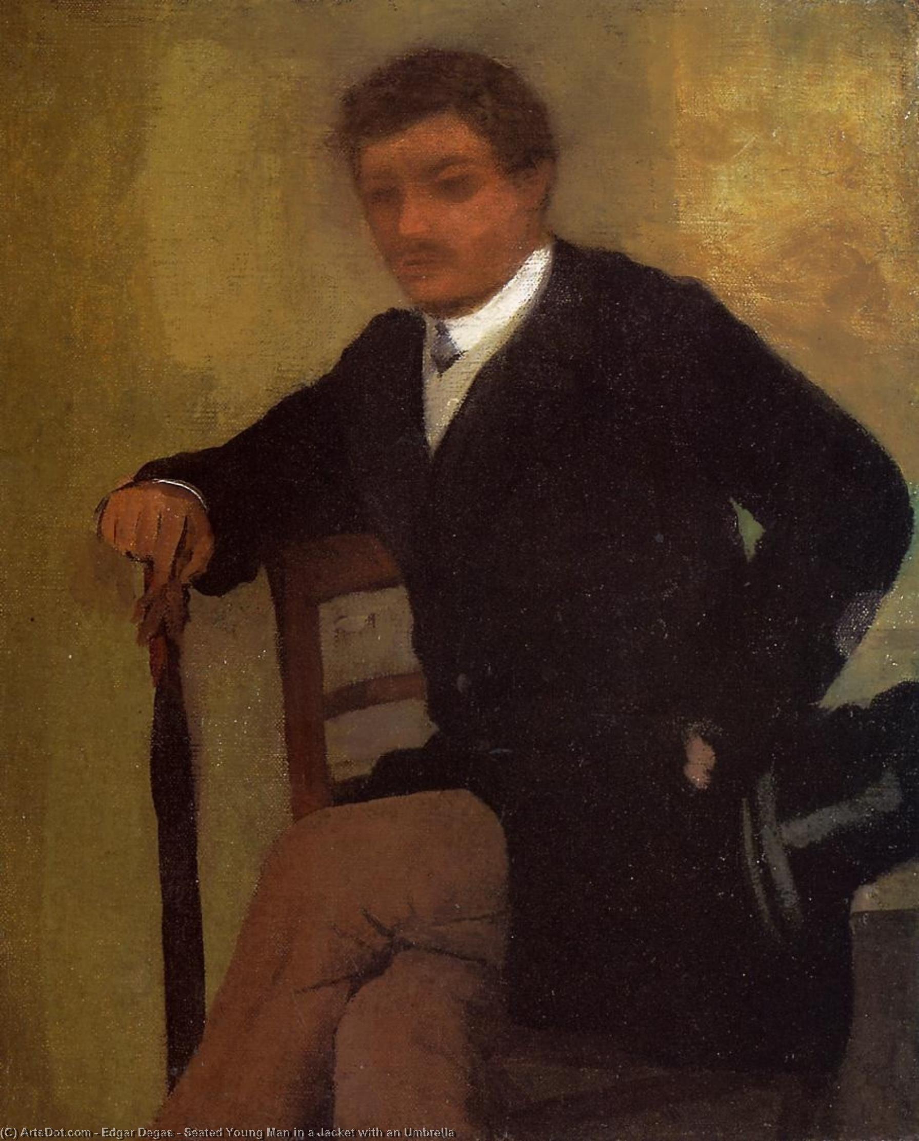 Buy Museum Art Reproductions Seated Young Man in a Jacket with an Umbrella, 1868 by Edgar Degas (1834-1917, France) | ArtsDot.com