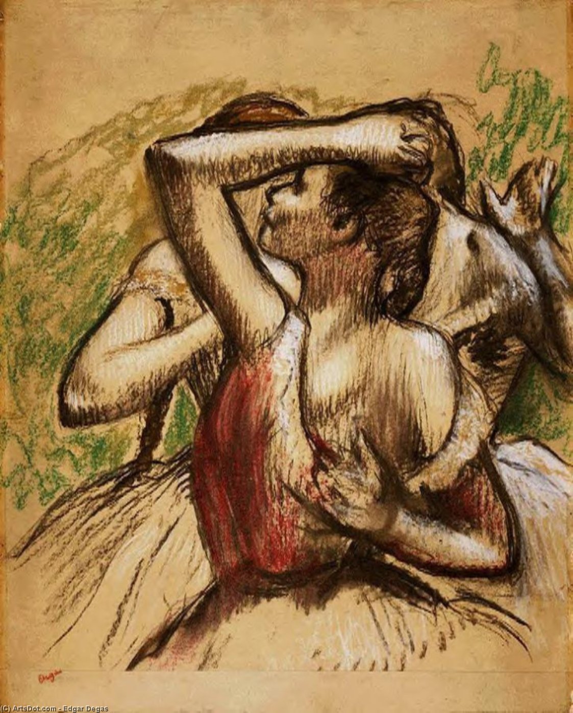 Compra Riproduzioni D'arte Del Museo Tre ballerini da ballo, uno con la vita di Crimson Oscuro, 1899 di Edgar Degas (1834-1917, France) | ArtsDot.com