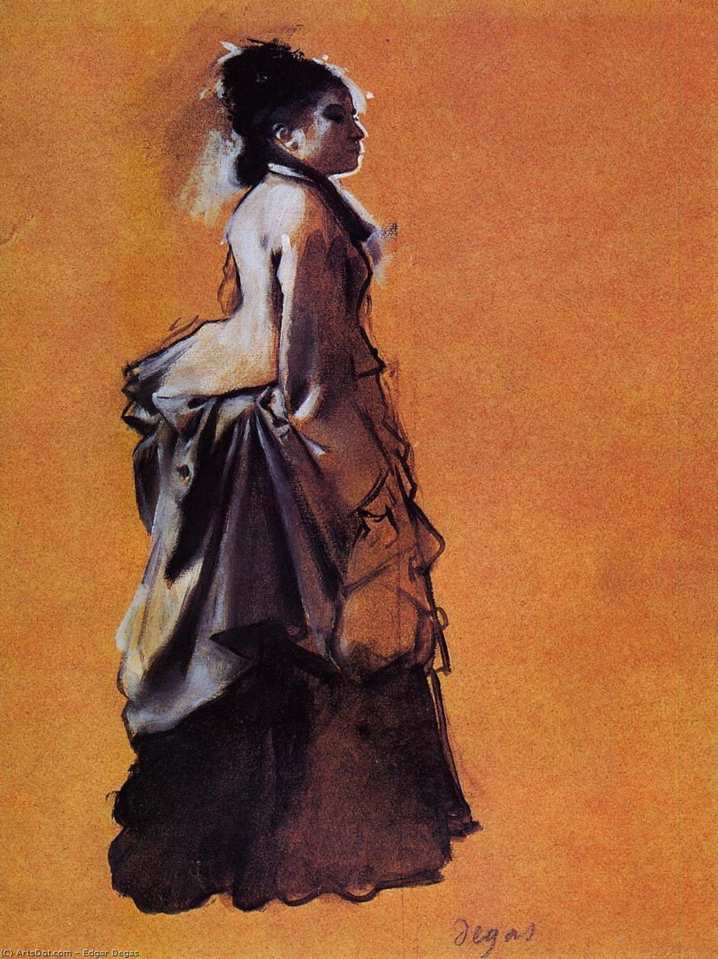 Buy Museum Art Reproductions Young Woman in Street Dress by Edgar Degas (1834-1917, France) | ArtsDot.com
