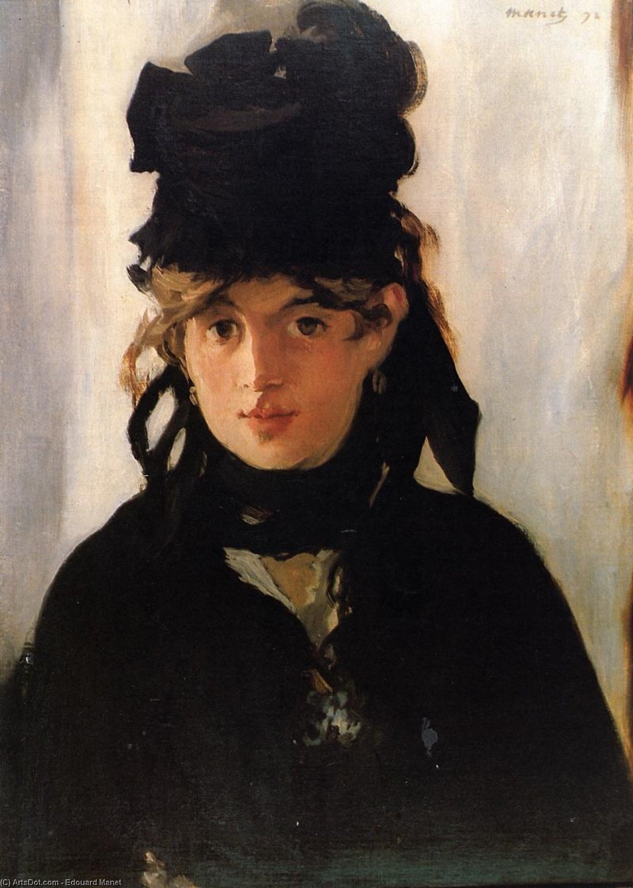 Order Art Reproductions Berthe Morisot with a bouquet of violets, 1872 by Edouard Manet (1832-1883, France) | ArtsDot.com