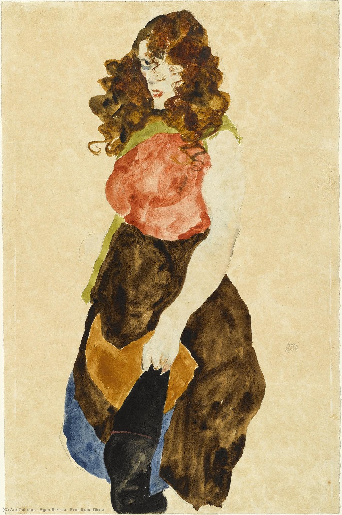Buy Museum Art Reproductions Prostitute (Dirne) by Egon Schiele (1890-1918, Croatia) | ArtsDot.com