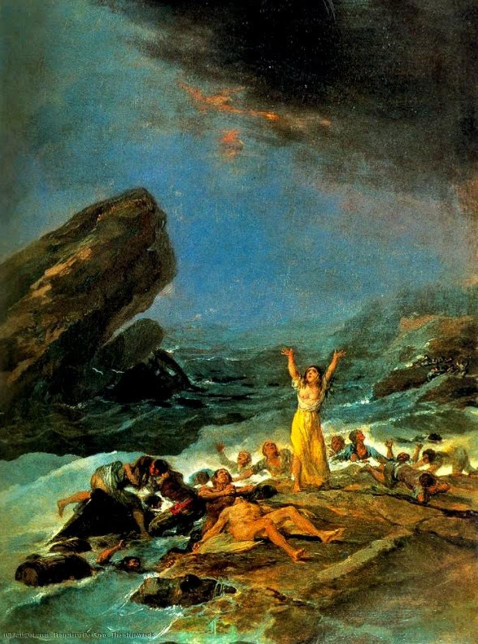 Order Oil Painting Replica The shipwreck by Francisco De Goya (1746-1828, Spain) | ArtsDot.com