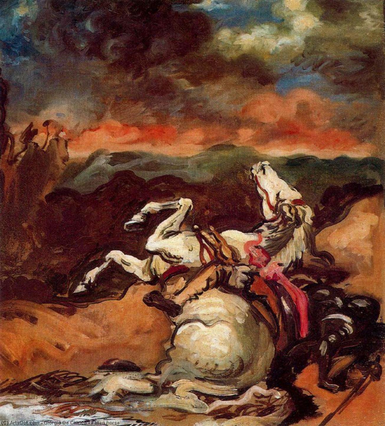 Order Oil Painting Replica Fallen horse by Giorgio De Chirico (Inspired By) (1888-1978, Greece) | ArtsDot.com