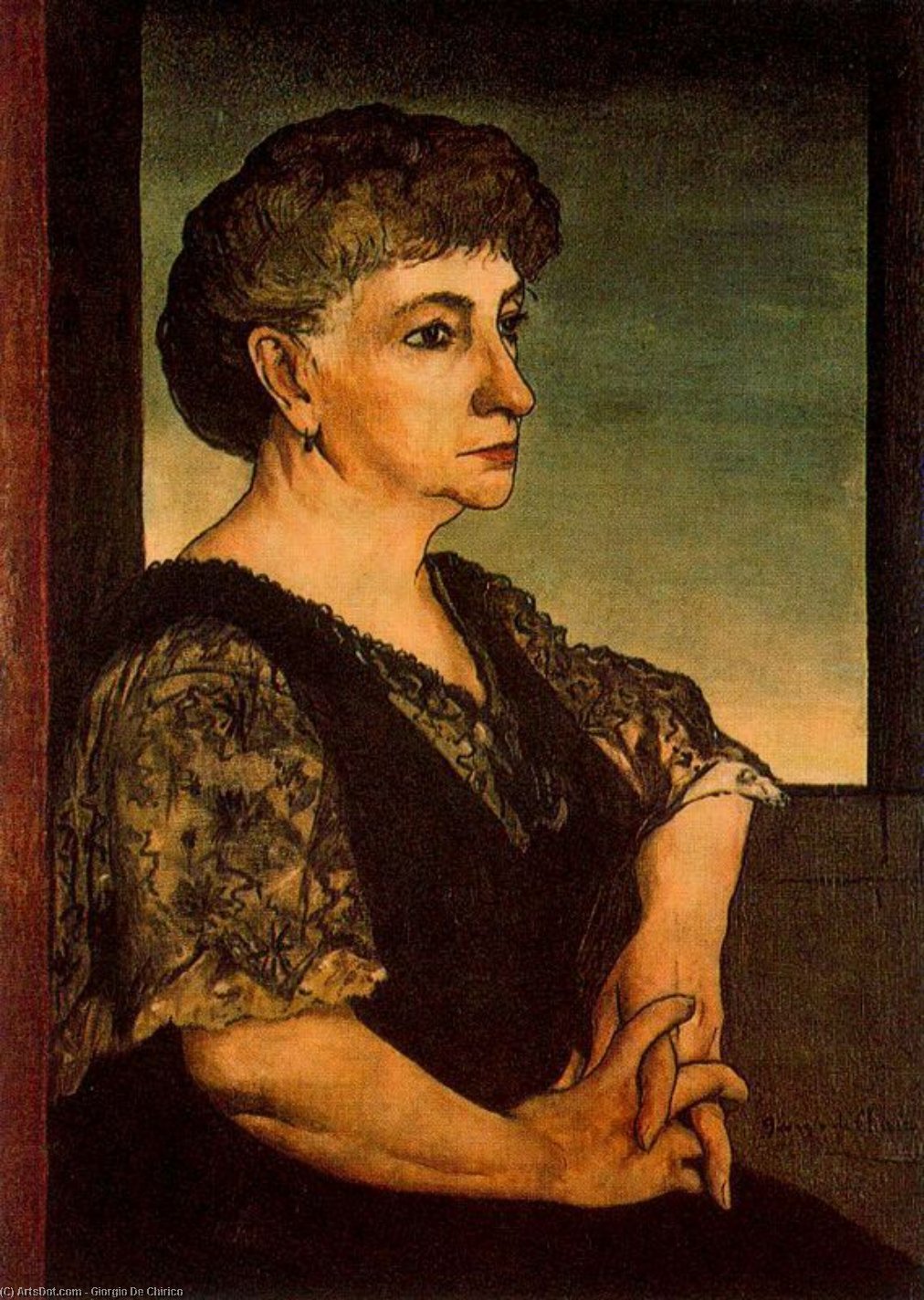 Buy Museum Art Reproductions Portrait of the artist`s mother by Giorgio De Chirico (Inspired By) (1888-1978, Greece) | ArtsDot.com