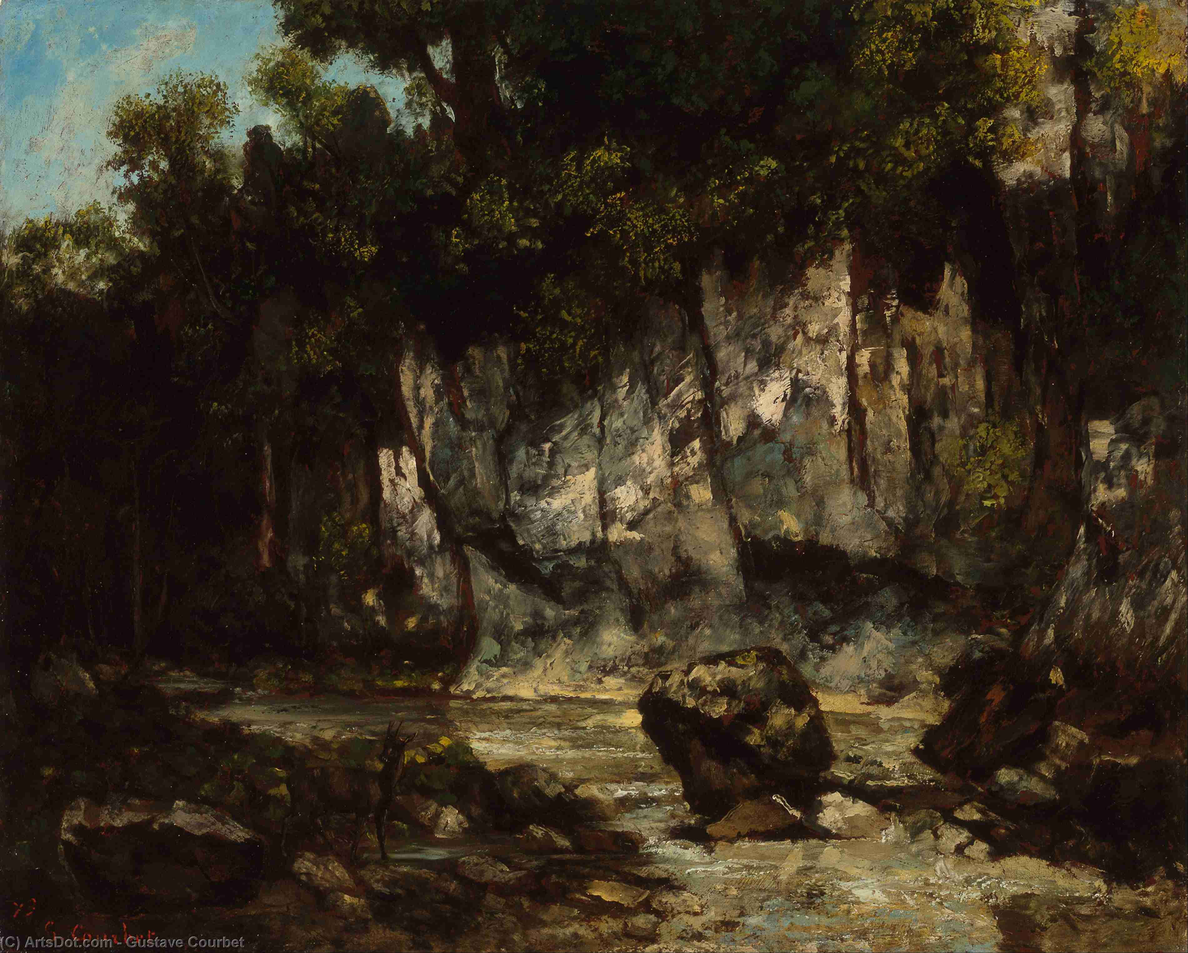Order Oil Painting Replica A Waterfall in the Jura, 1876 by Gustave Courbet (1819-1877, France) | ArtsDot.com