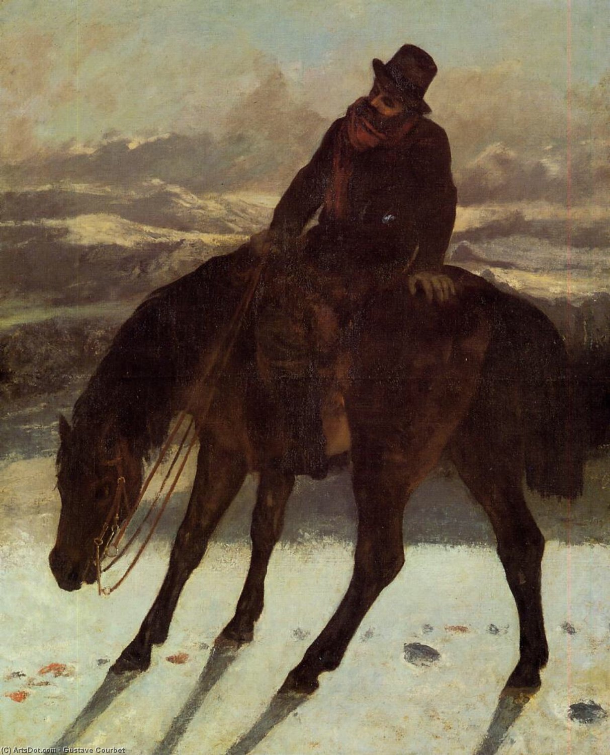 Compra Riproduzioni D'arte Del Museo Hunter su Horseback, Redcovering the Trail, 1864 di Gustave Courbet (1819-1877, France) | ArtsDot.com