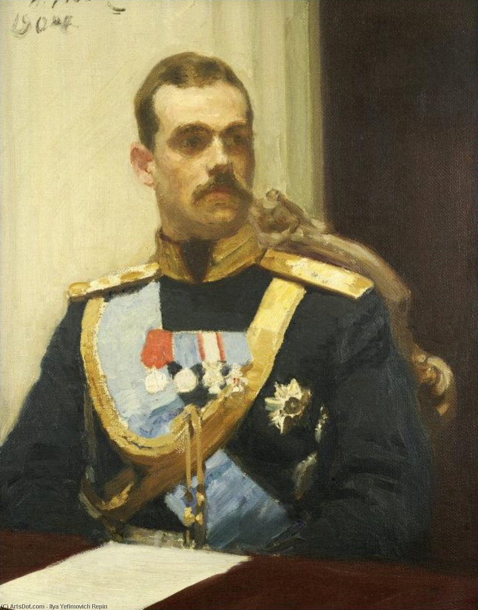 Order Artwork Replica Portrait of member of State Council Grand Prince Mikhail Aleksandrovich Romanov. Study by Ilya Yefimovich Repin (1844-1930, Russia) | ArtsDot.com