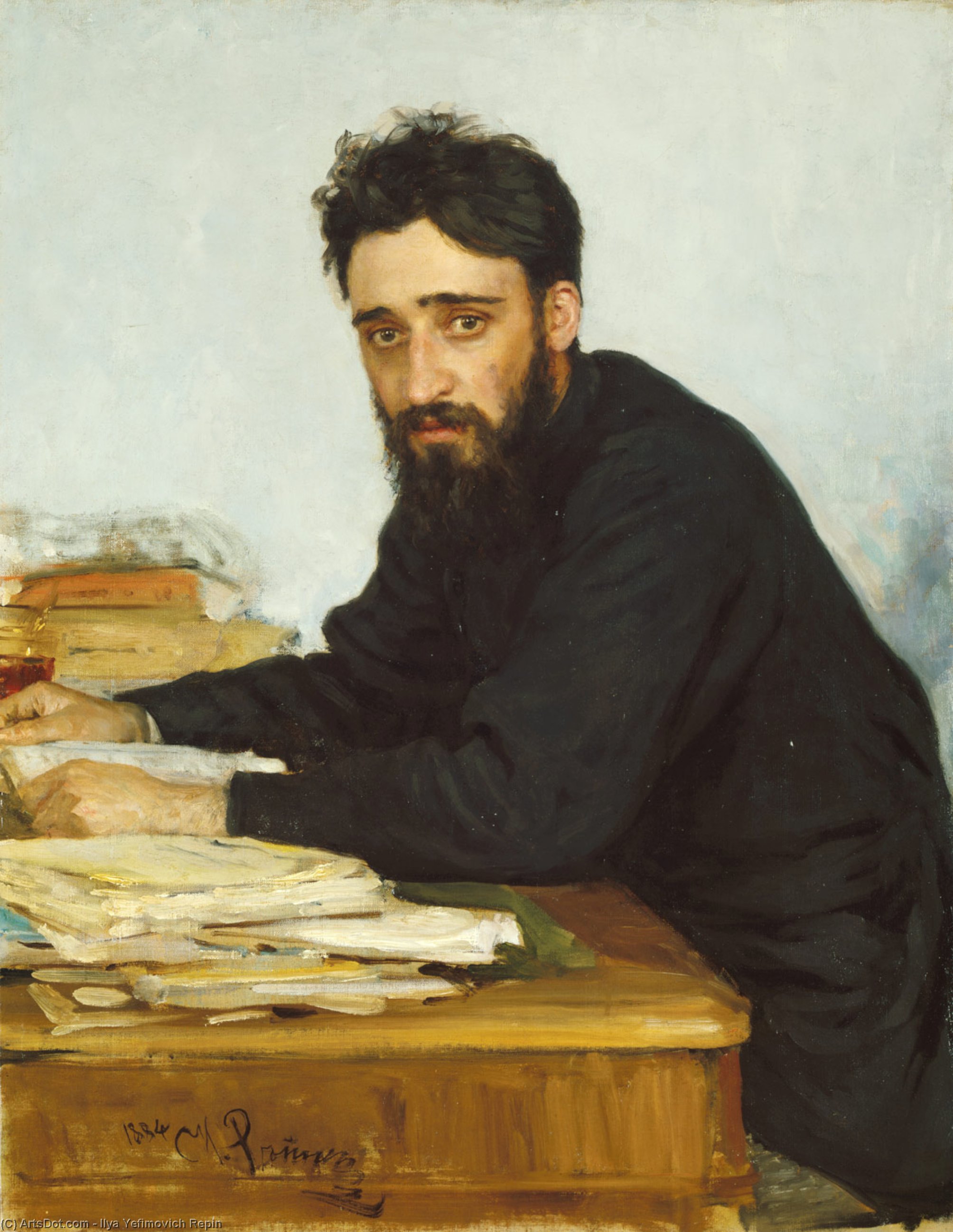 Order Art Reproductions Portrait of writer Vsevolod Mikhailovich Garshin, 1884 by Ilya Yefimovich Repin (1844-1930, Russia) | ArtsDot.com