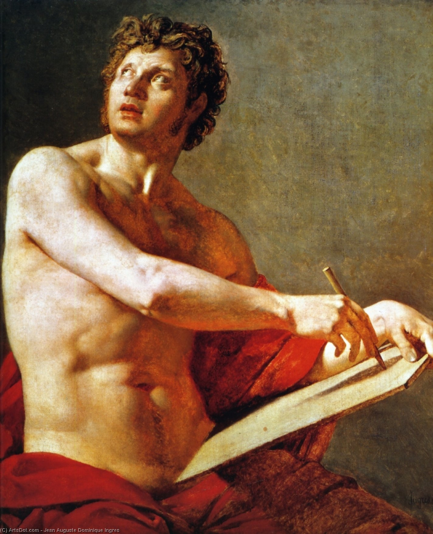 Order Oil Painting Replica Academic Study of a Male Torso by Jean Auguste Dominique Ingres (1780-1867, France) | ArtsDot.com