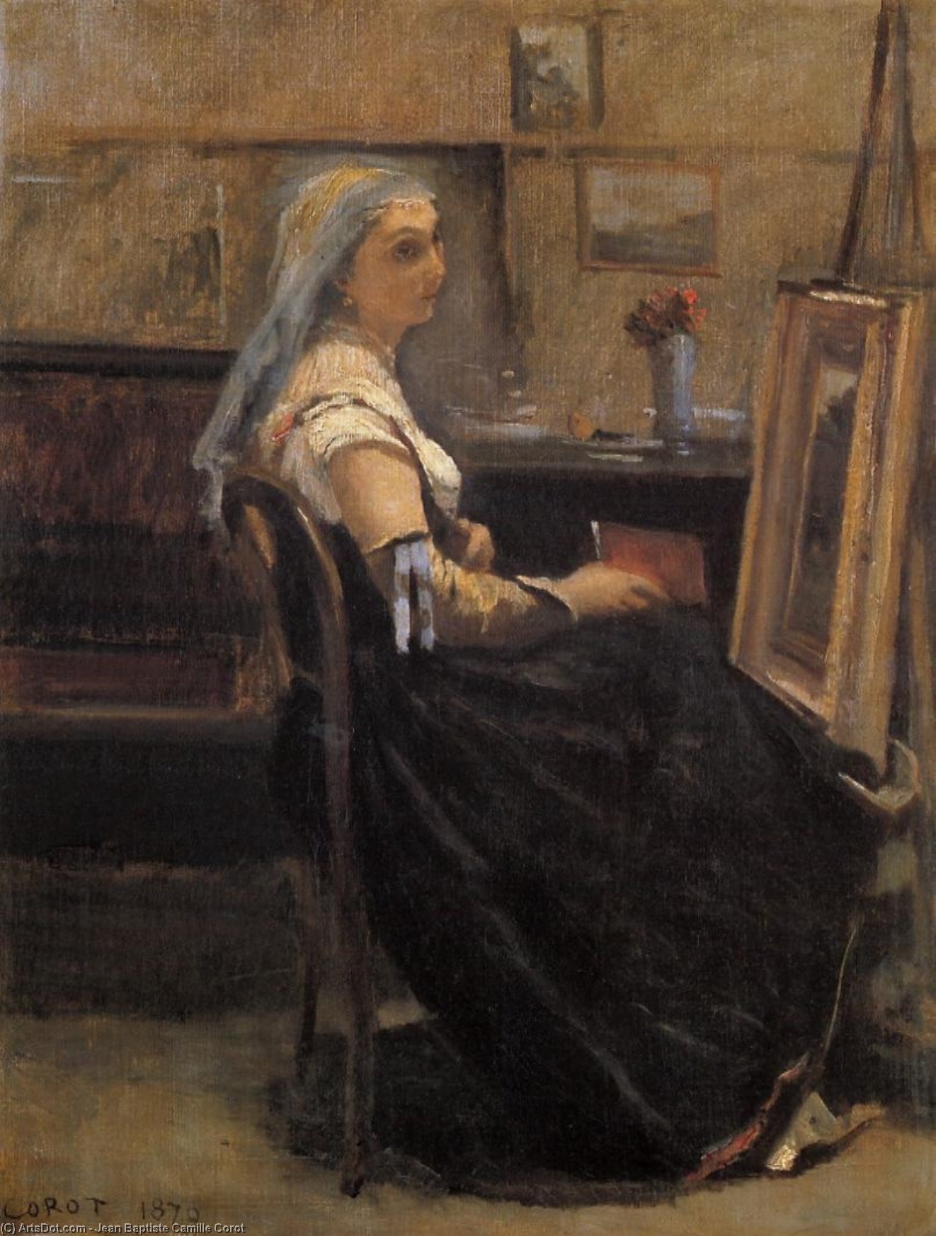 Order Paintings Reproductions The Artist`s Studio 1 by Jean Baptiste Camille Corot (1796-1875, France) | ArtsDot.com