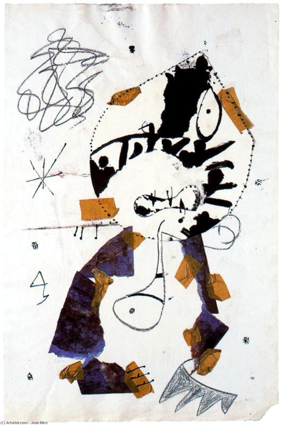 Buy Museum Art Reproductions Dibuix per a un gravat by Joan Miro (Inspired By) (1893-1983, Spain) | ArtsDot.com