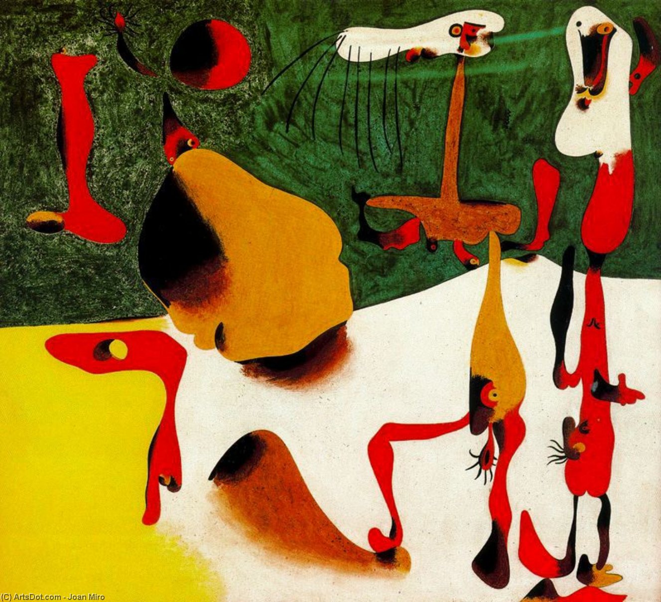 Order Oil Painting Replica Personajes ante una metamorfosis by Joan Miro (Inspired By) (1893-1983, Spain) | ArtsDot.com