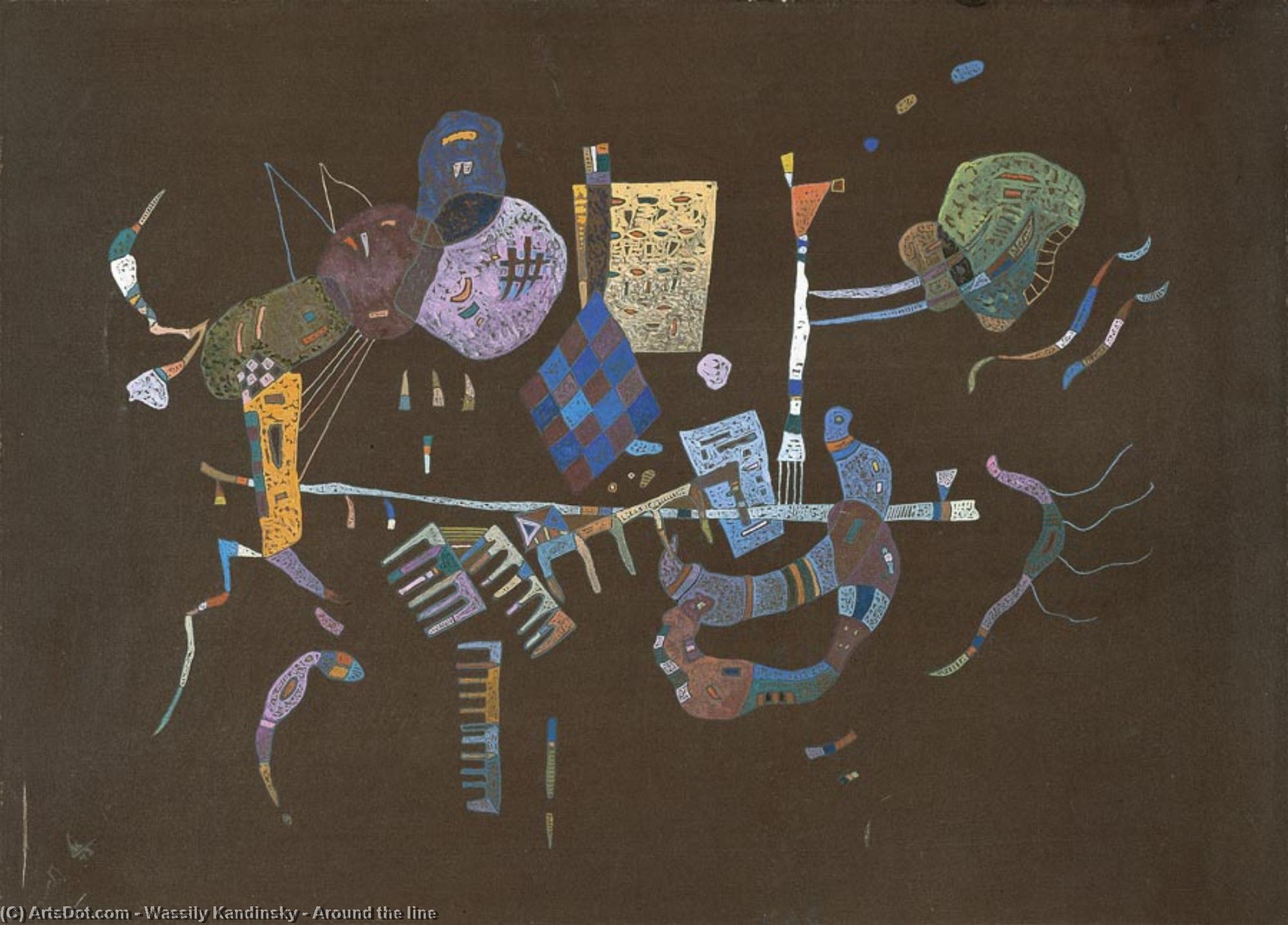 Order Paintings Reproductions Around the line by Wassily Kandinsky (1866-1944, Russia) | ArtsDot.com