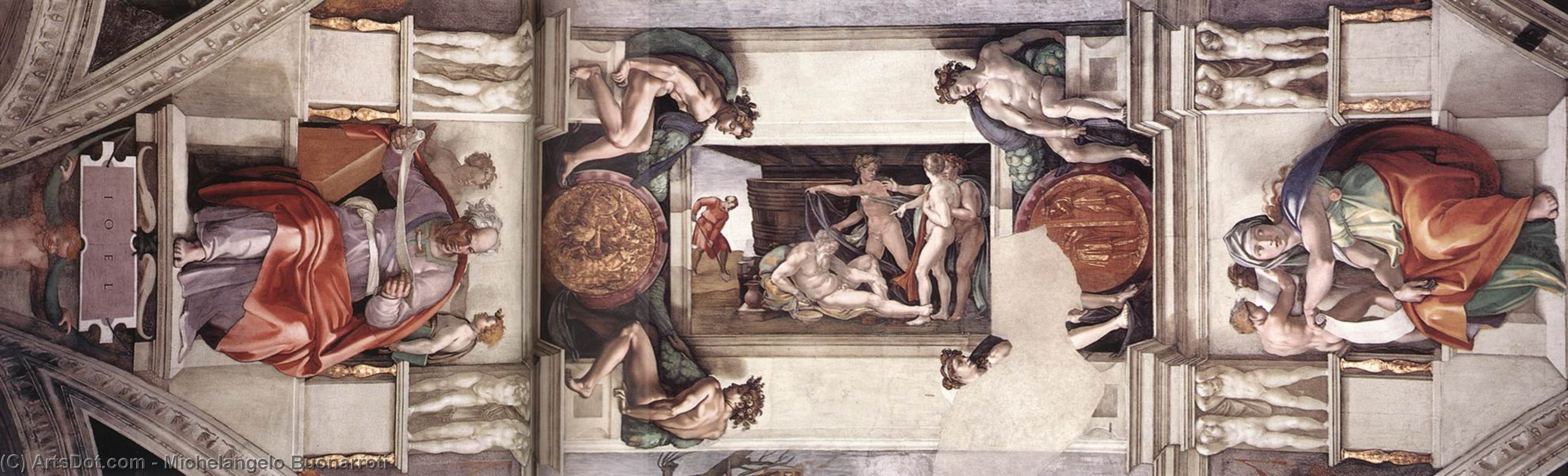 Buy Museum Art Reproductions The first bay of the ceiling, 1508 by Michelangelo Buonarroti (1475-1564, Italy) | ArtsDot.com