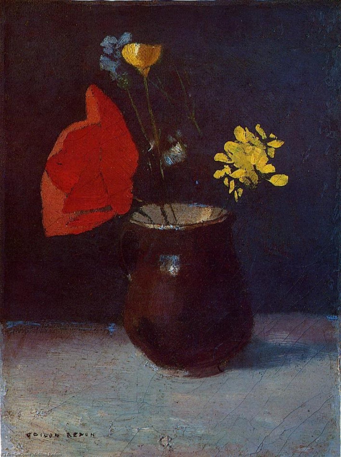Buy Museum Art Reproductions Pitcher of Flowers by Odilon Redon (1840-1916, France) | ArtsDot.com