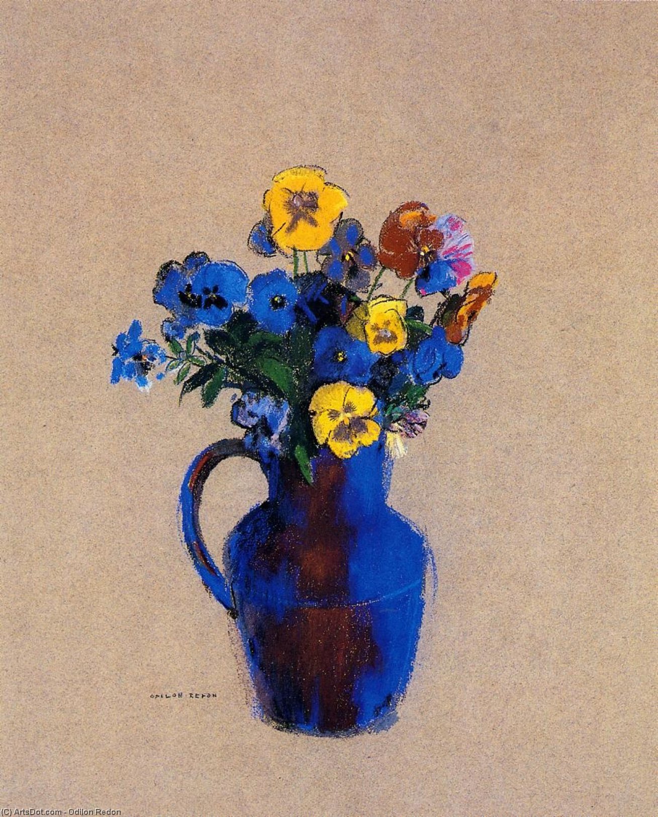Order Oil Painting Replica Vase of Flowers Pansies by Odilon Redon (1840-1916, France) | ArtsDot.com