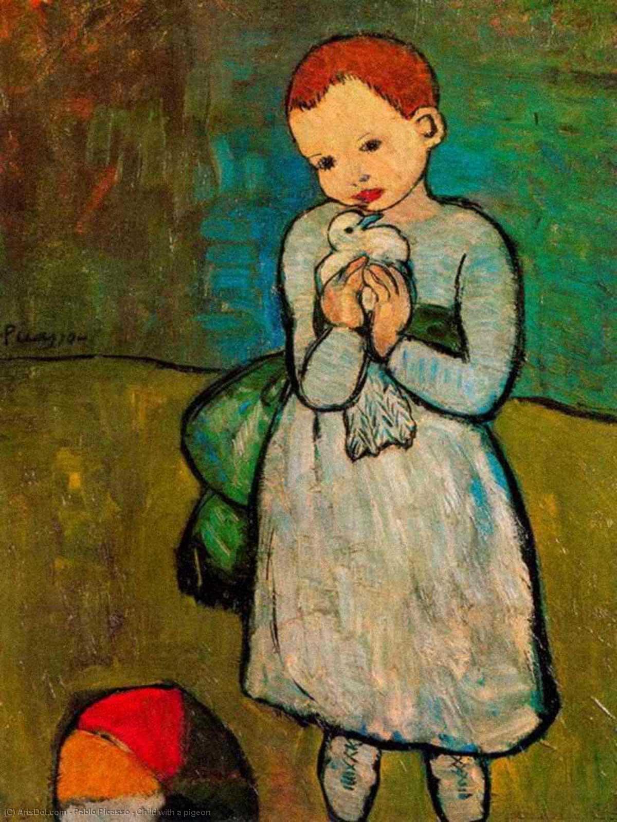 Order Art Reproductions Child with a pigeon by Pablo Picasso (Inspired By) (1881-1973, Spain) | ArtsDot.com