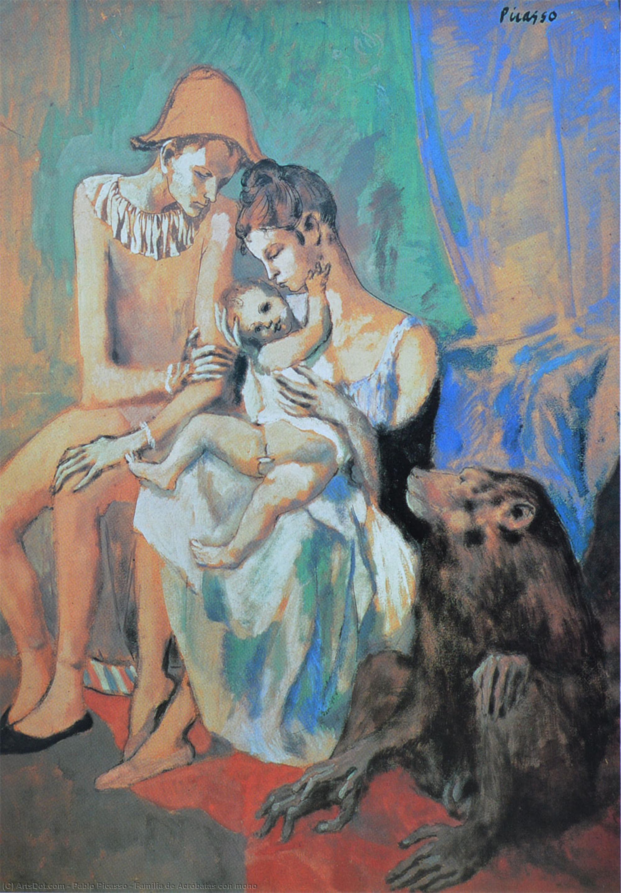 Order Oil Painting Replica Familia de Acróbatas con mono by Pablo Picasso (Inspired By) (1881-1973, Spain) | ArtsDot.com