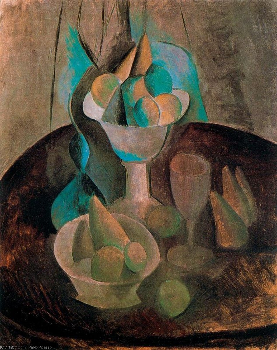 Order Oil Painting Replica Frutero, frutos y copa by Pablo Picasso (Inspired By) (1881-1973, Spain) | ArtsDot.com