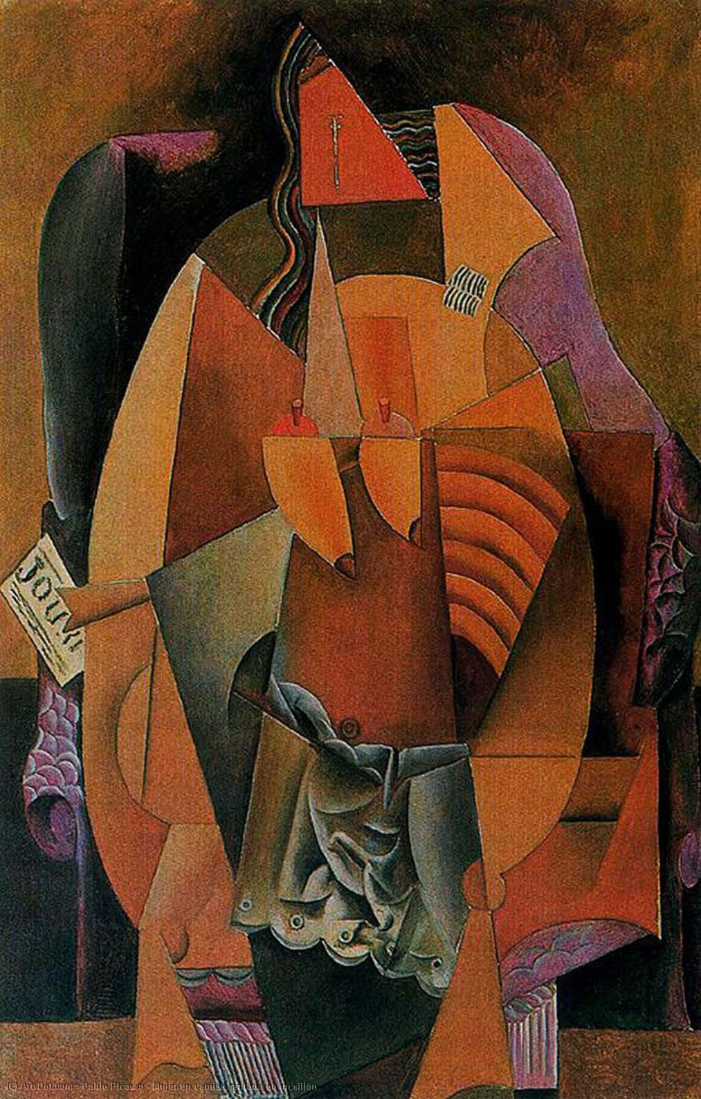 Order Artwork Replica Mujer en camisa sentada en un sillón by Pablo Picasso (Inspired By) (1881-1973, Spain) | ArtsDot.com