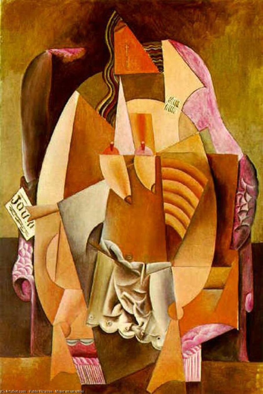 Buy Museum Art Reproductions Mujer en un sillón by Pablo Picasso (Inspired By) (1881-1973, Spain) | ArtsDot.com