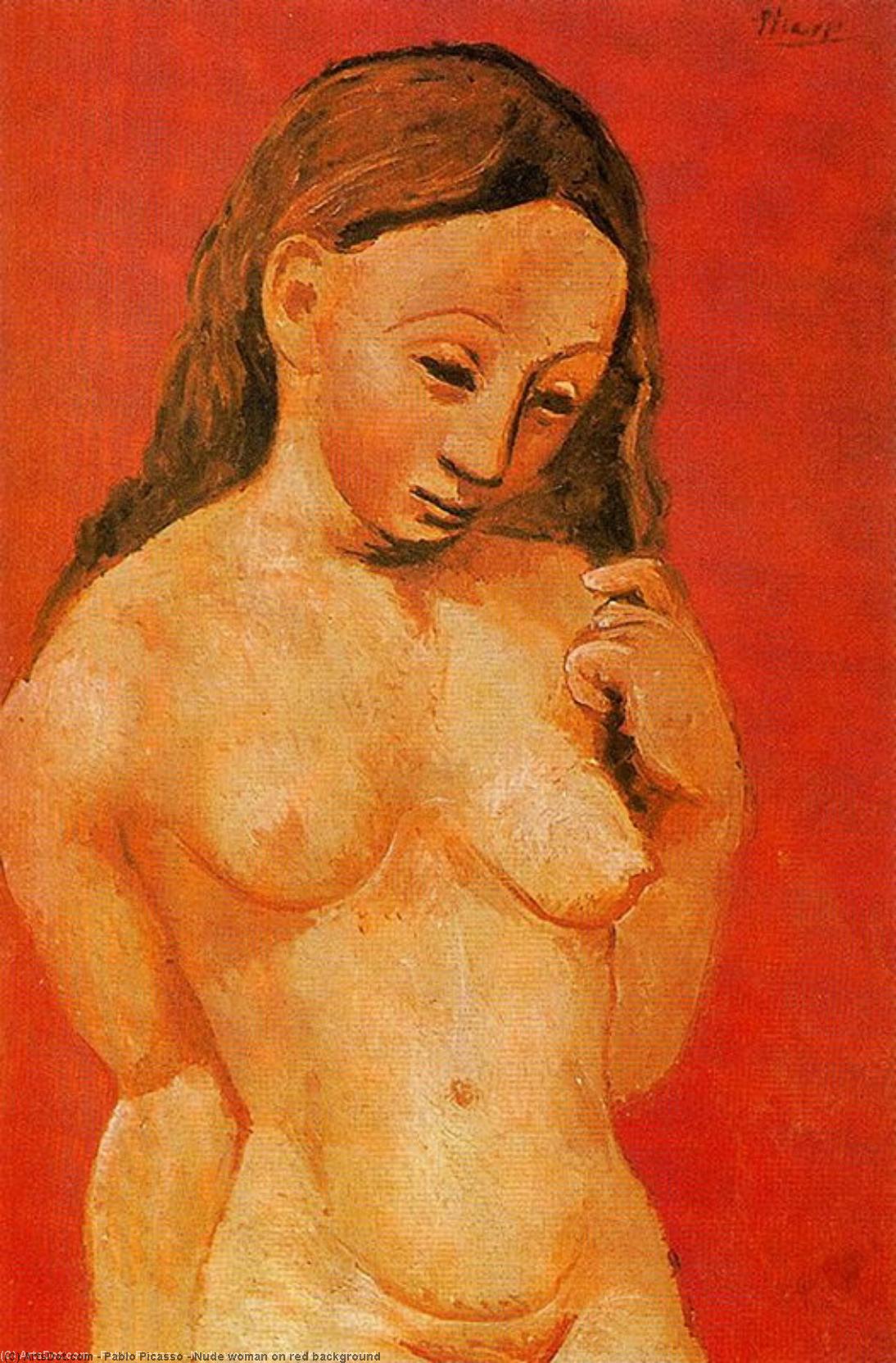Order Artwork Replica Nude woman on red background by Pablo Picasso (Inspired By) (1881-1973, Spain) | ArtsDot.com