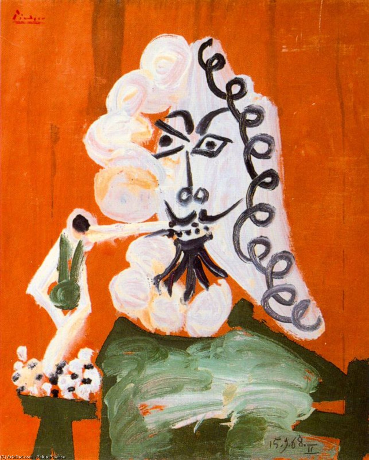 Buy Museum Art Reproductions Seated man with pipe by Pablo Picasso (Inspired By) (1881-1973, Spain) | ArtsDot.com