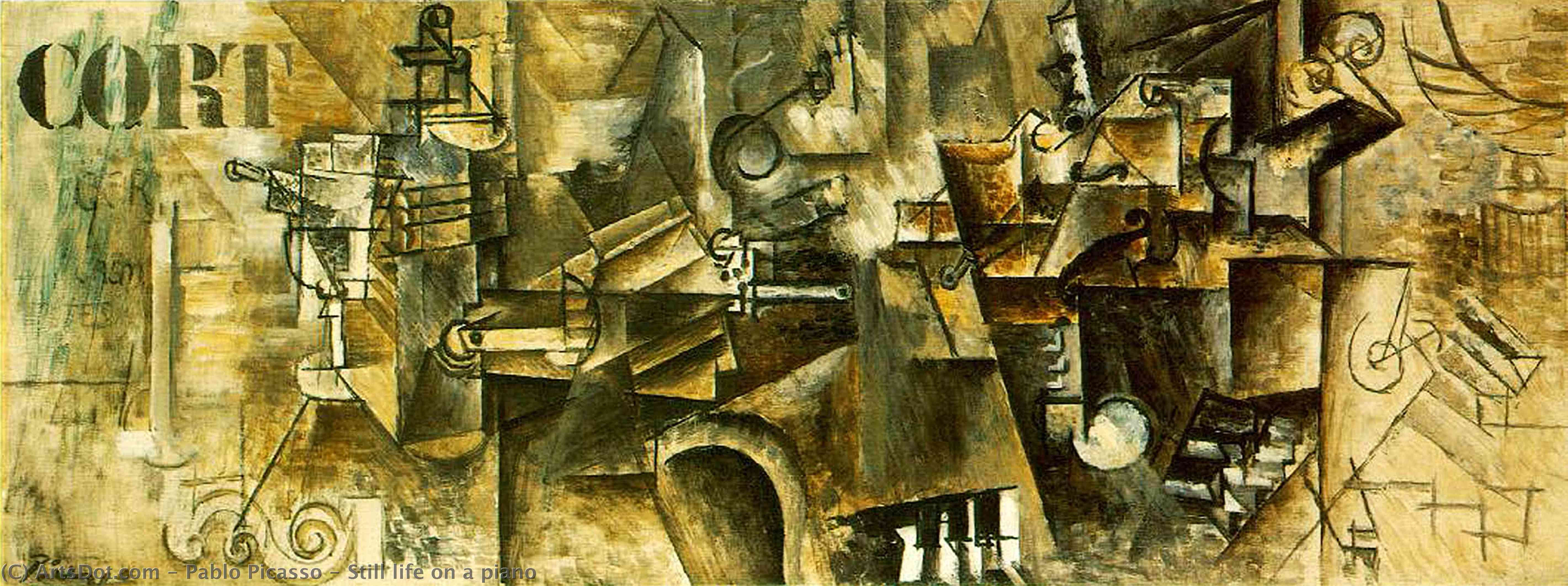 Order Art Reproductions Still life on a piano by Pablo Picasso (Inspired By) (1881-1973, Spain) | ArtsDot.com