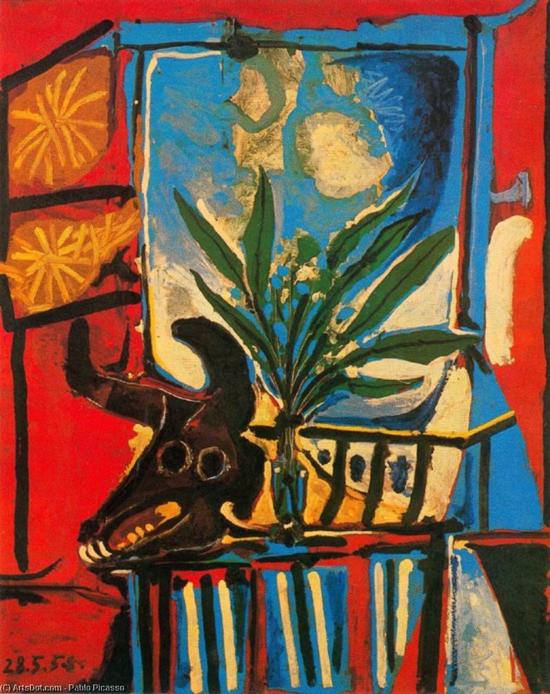 Order Oil Painting Replica Still Life with bull`s head by Pablo Picasso (Inspired By) (1881-1973, Spain) | ArtsDot.com