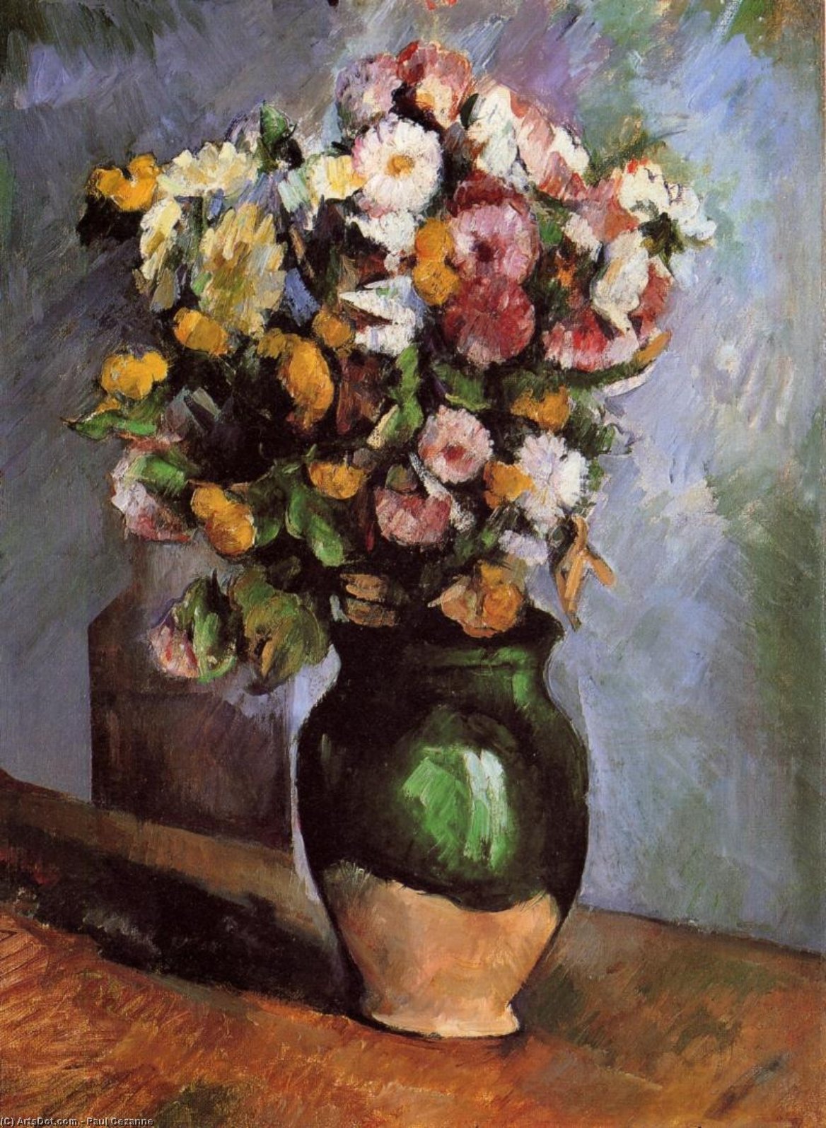 Order Paintings Reproductions Flowers in an Olive Jar, 1880 by Paul Cezanne (1839-1906, France) | ArtsDot.com
