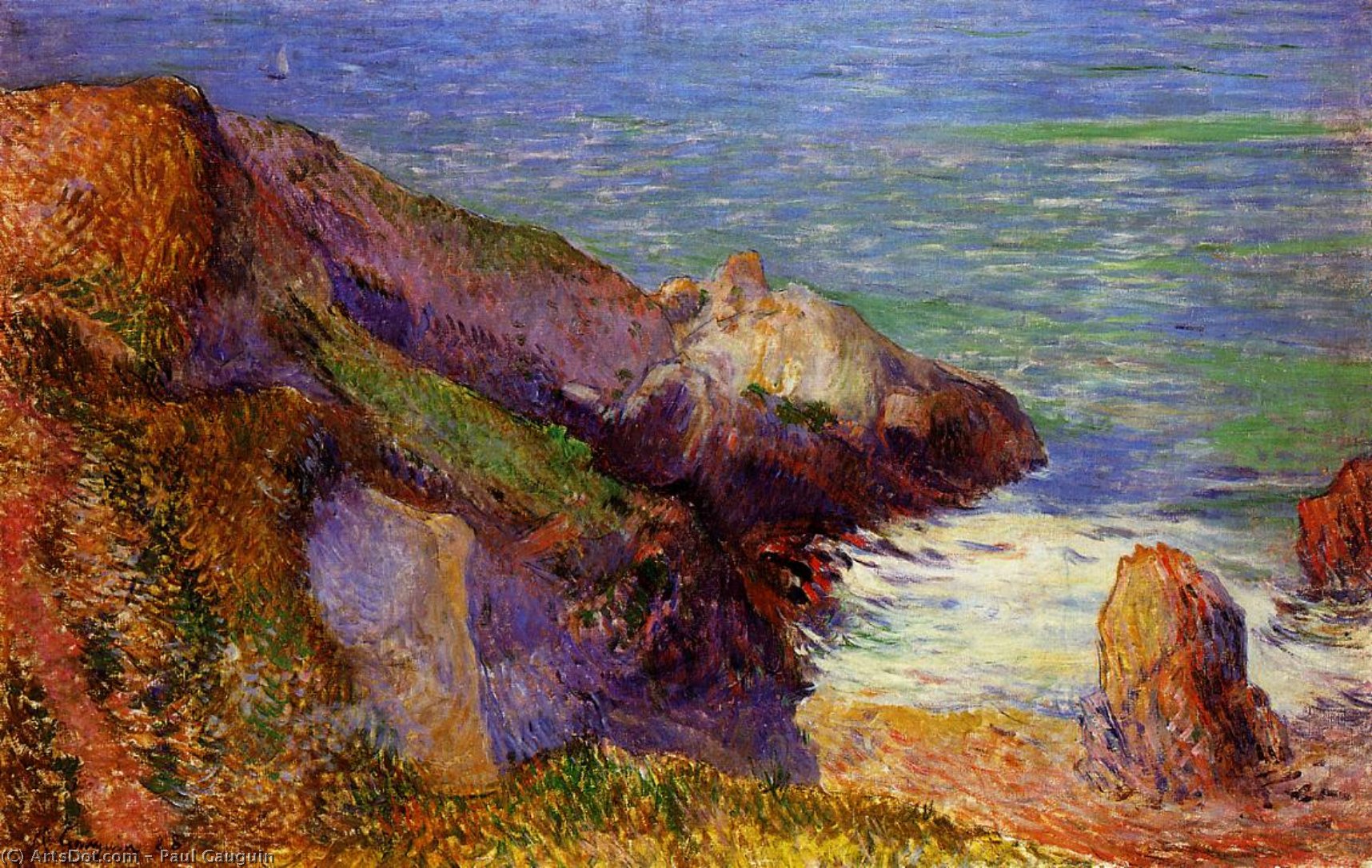 Buy Museum Art Reproductions Rocks on the breton coast, 1888 by Paul Gauguin (1848-1903, France) | ArtsDot.com