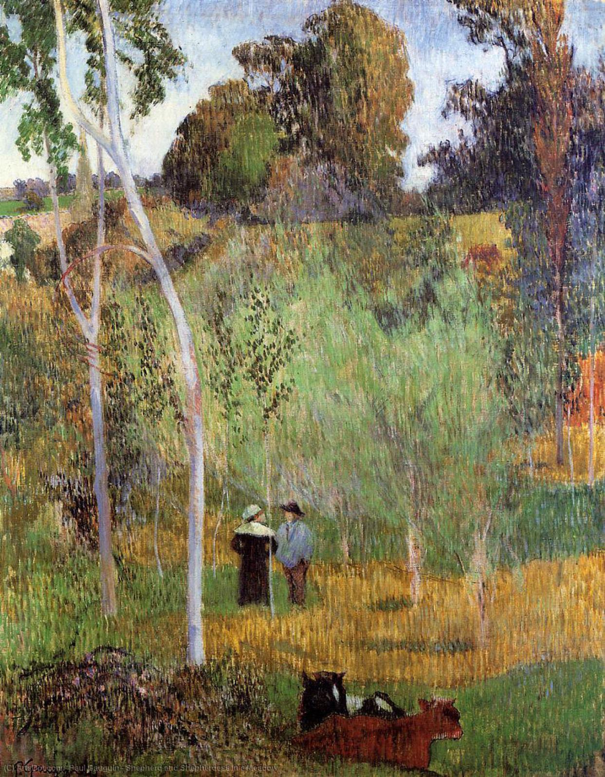 Order Oil Painting Replica Shepherd and Shepherdess in a Meadow, 1888 by Paul Gauguin (1848-1903, France) | ArtsDot.com